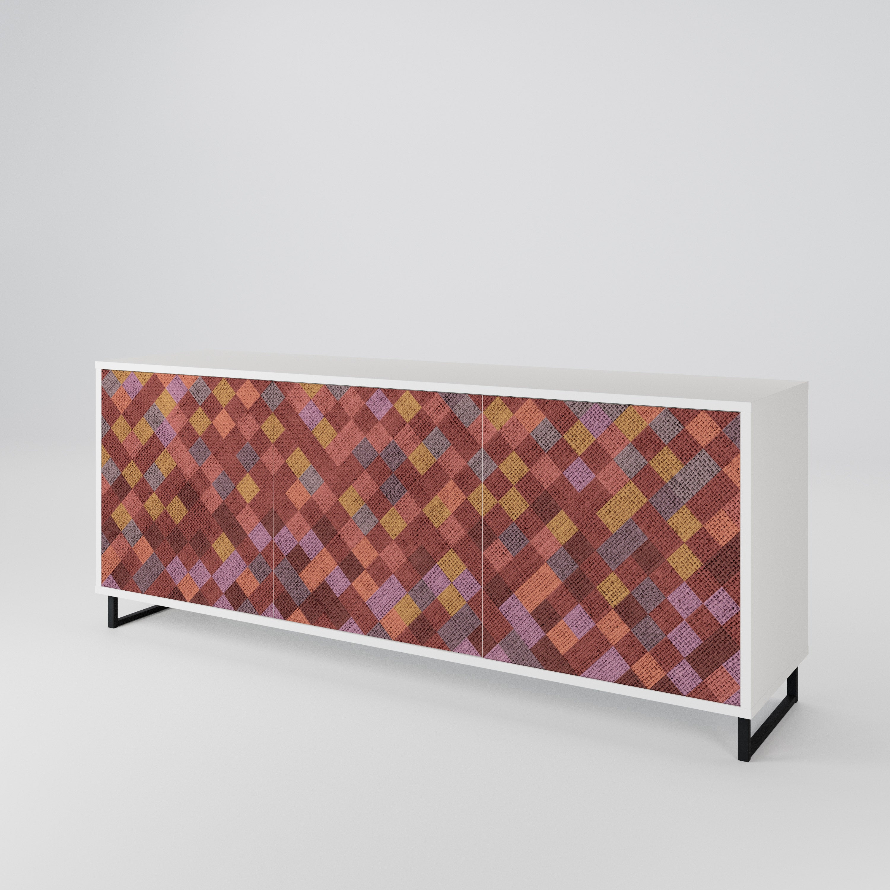 PAINTED SQUARES 3-Door Sideboard