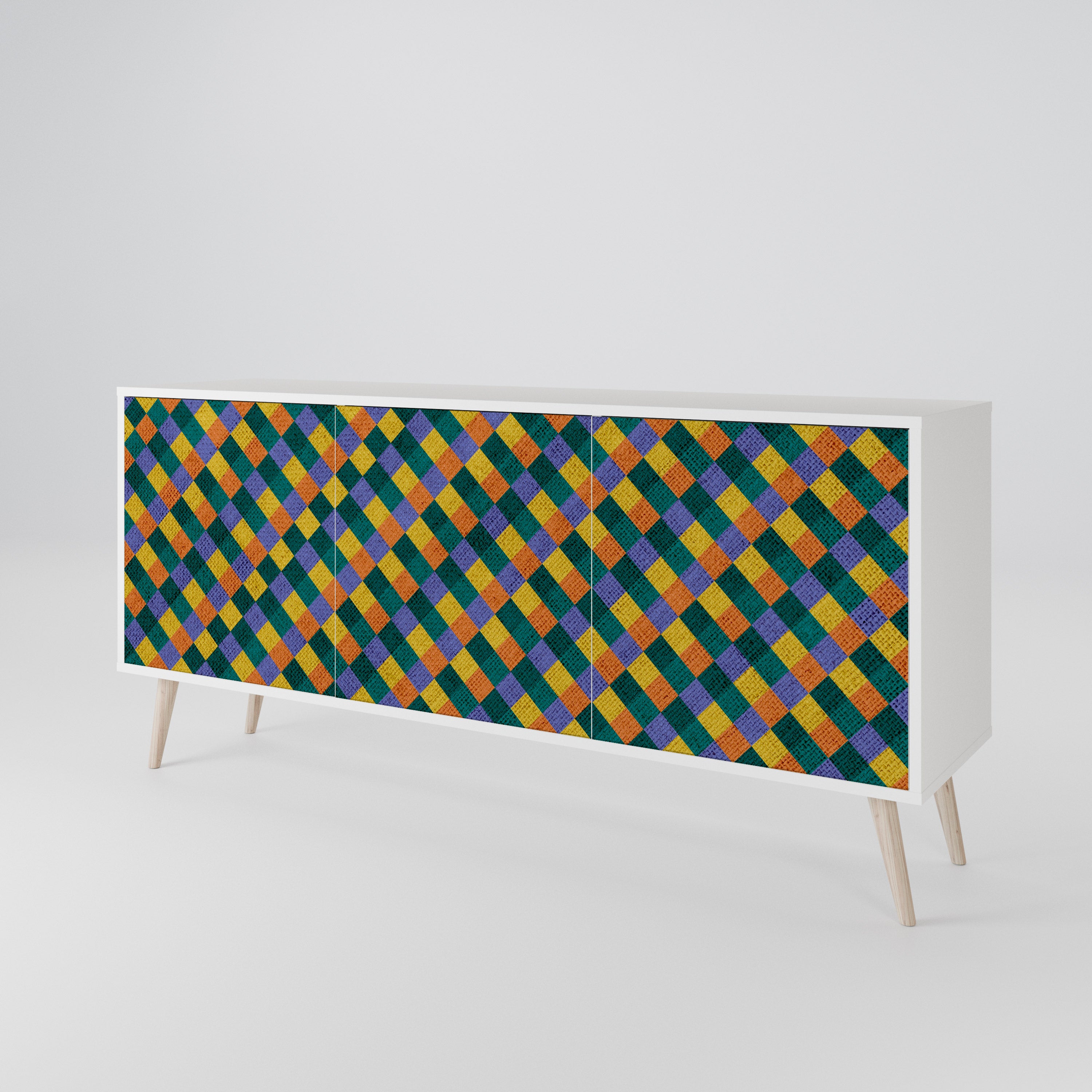 PAINTED SQUARES MIX 3-Door Sideboard
