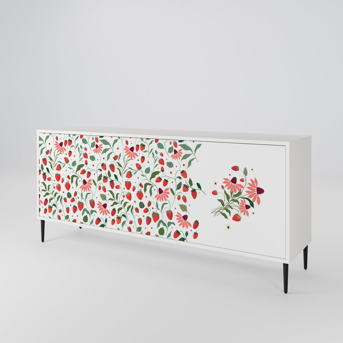 FLOWERS AND STRAWBERRIES Aparador de 3 Puertas
