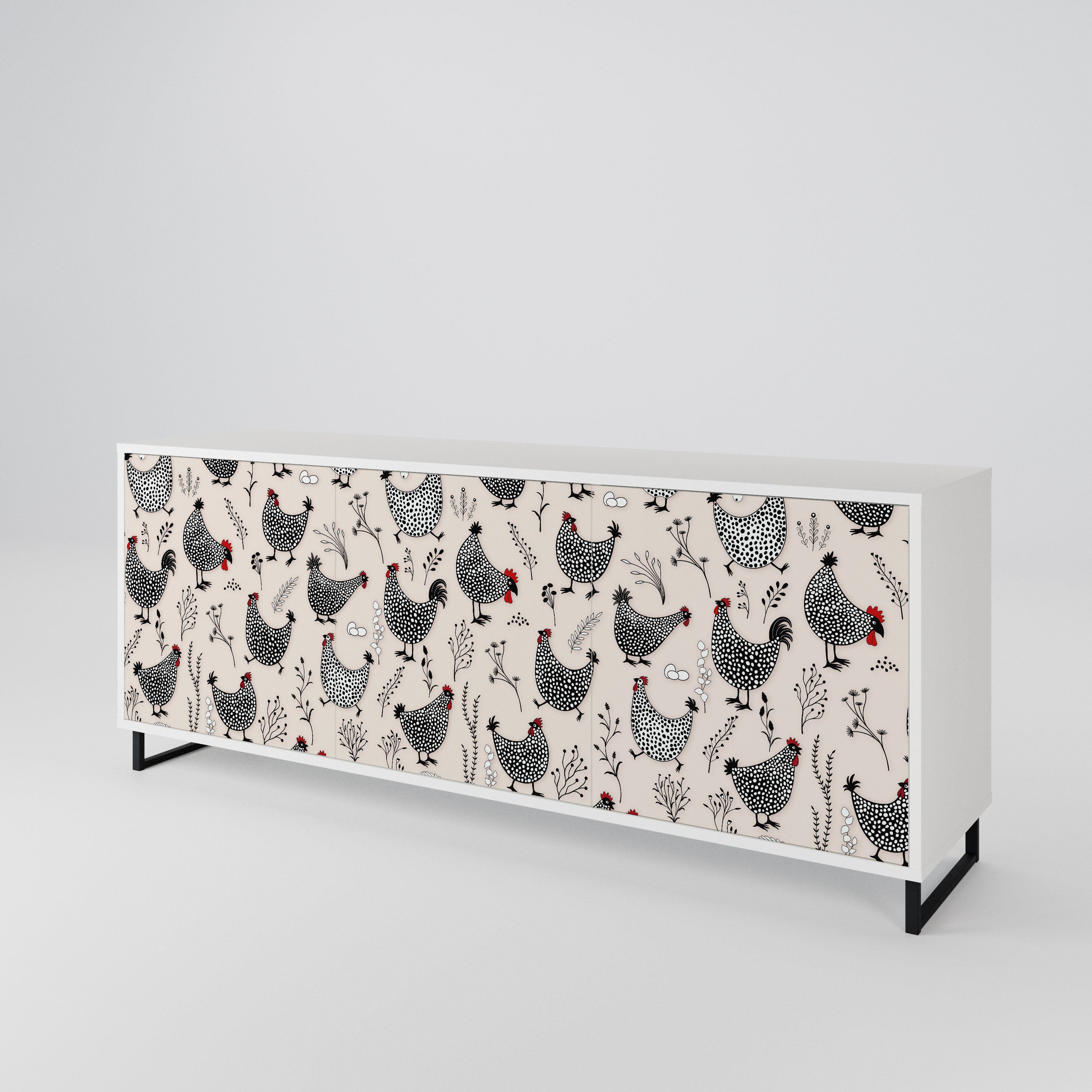 HAPPY HENS Aparador de 3 Puertas