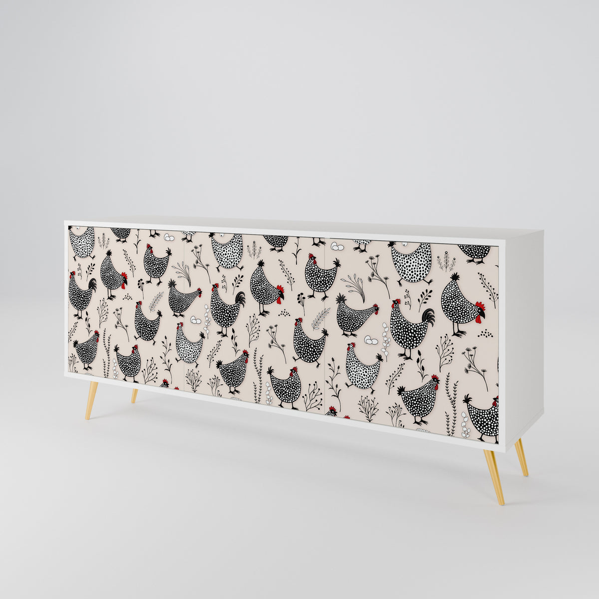 HAPPY HENS Aparador de 3 Puertas