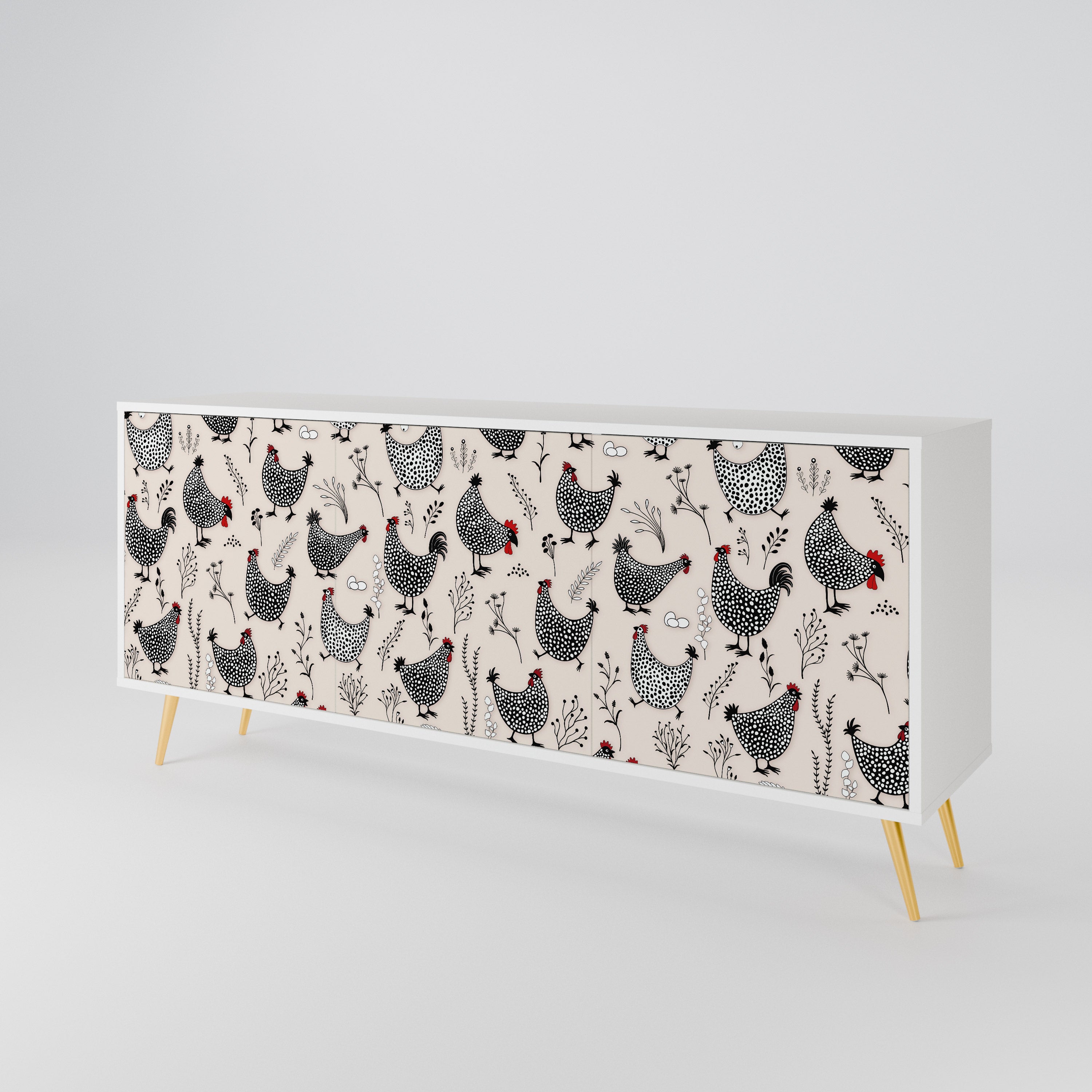 HAPPY HENS Aparador de 3 Puertas