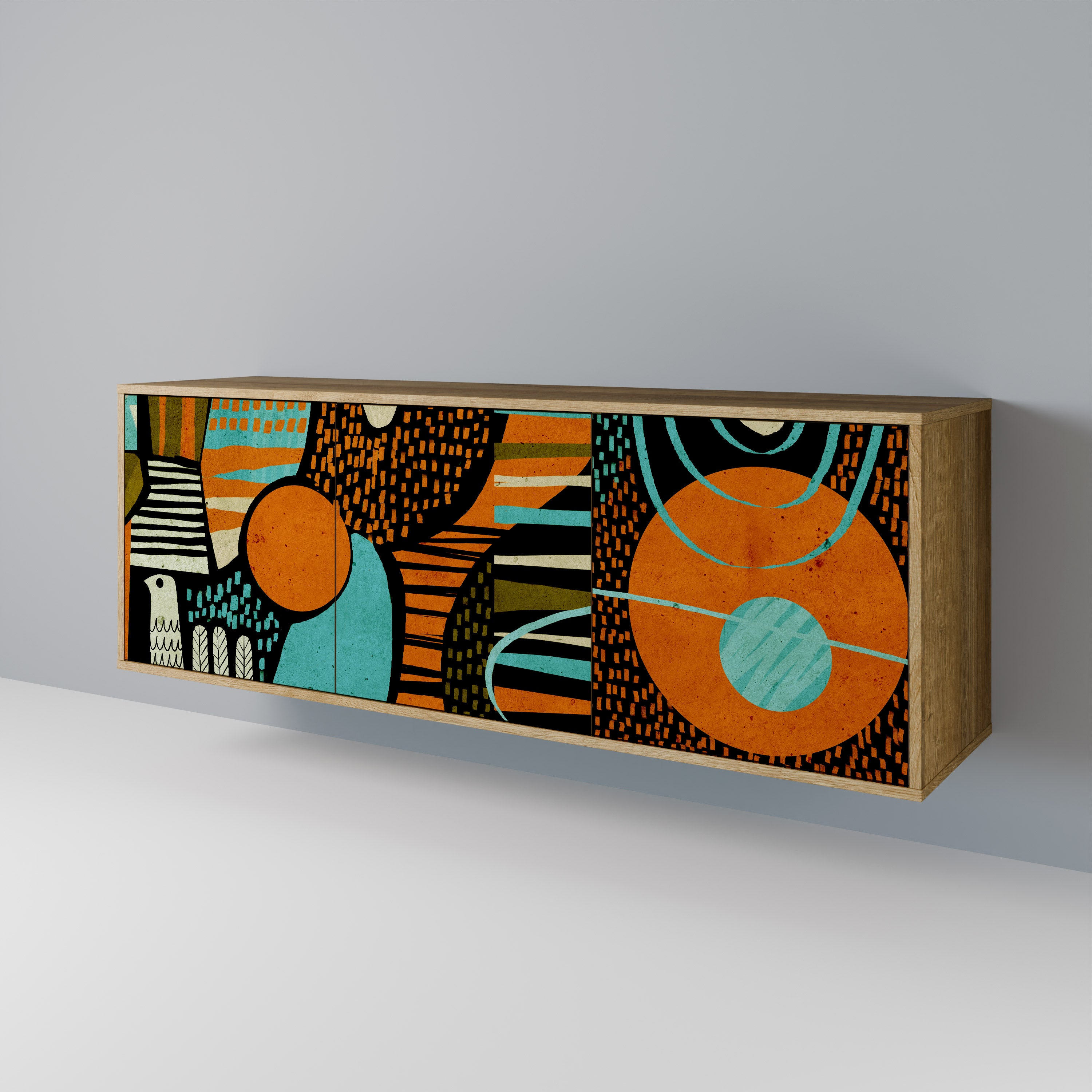 GEODE GLIMMER 3-Door Sideboard in Oak Effect