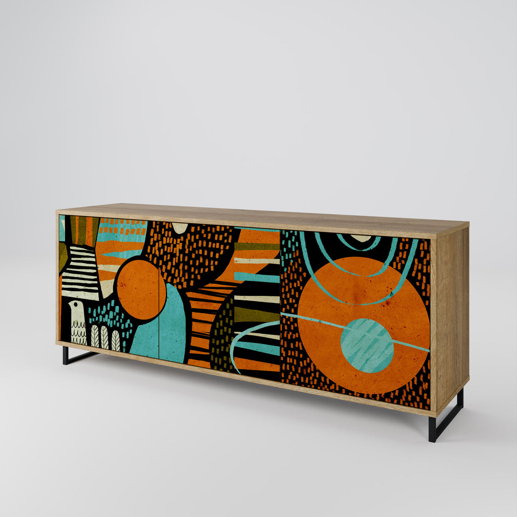 GEODE GLIMMER 3-Door Sideboard in Oak Effect