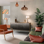 TESSELATED GRAYISH Aparador de 3 Puertas en Efecto Roble