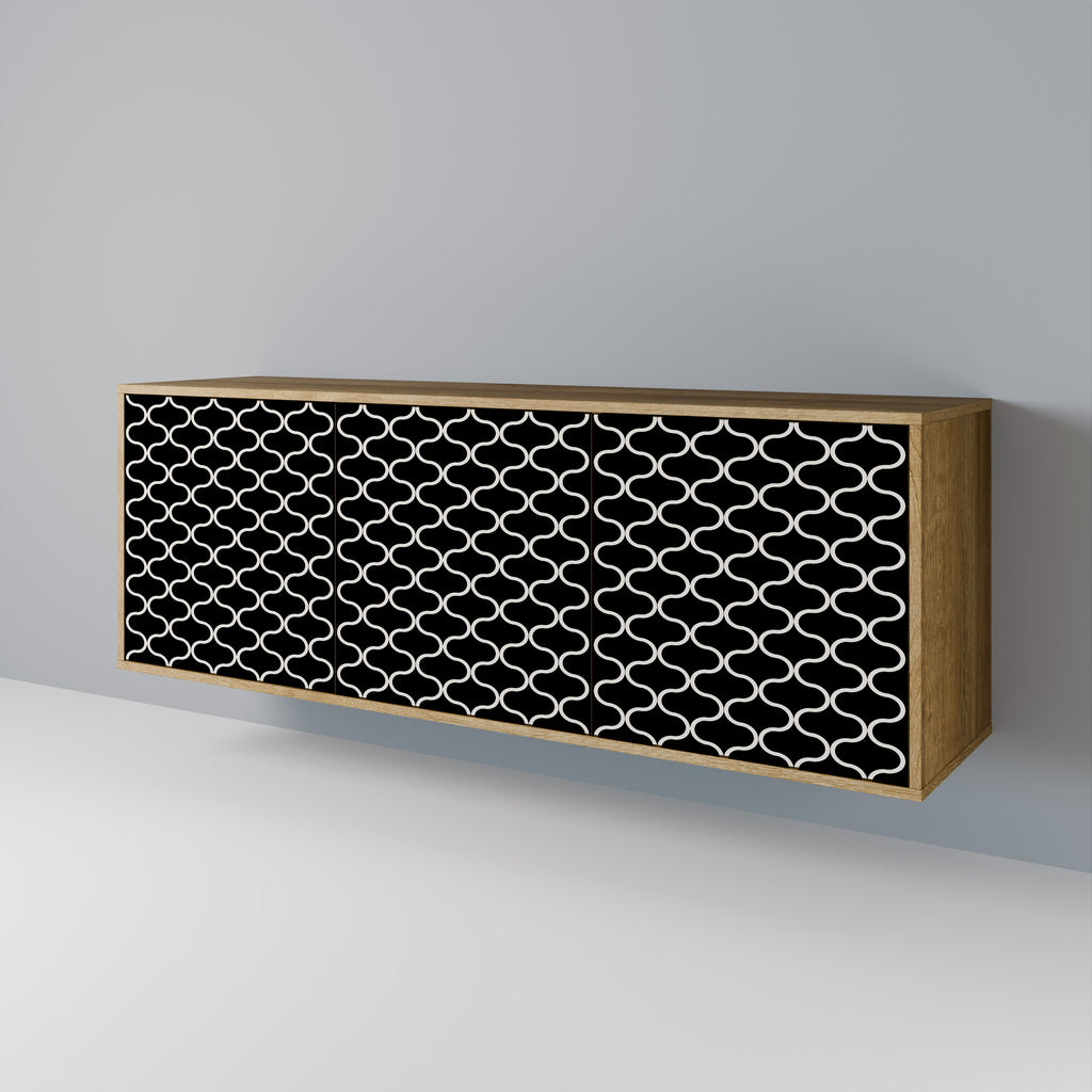TESSELATED BLACKNESS 3-Door Sideboard in Oak Effect