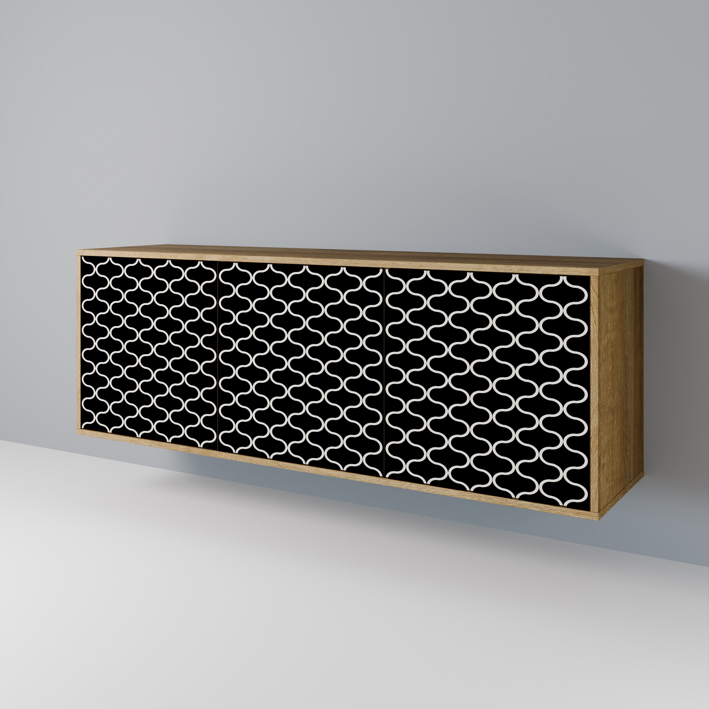 TESSELATED BLACKNESS 3-Door Sideboard in Oak Effect