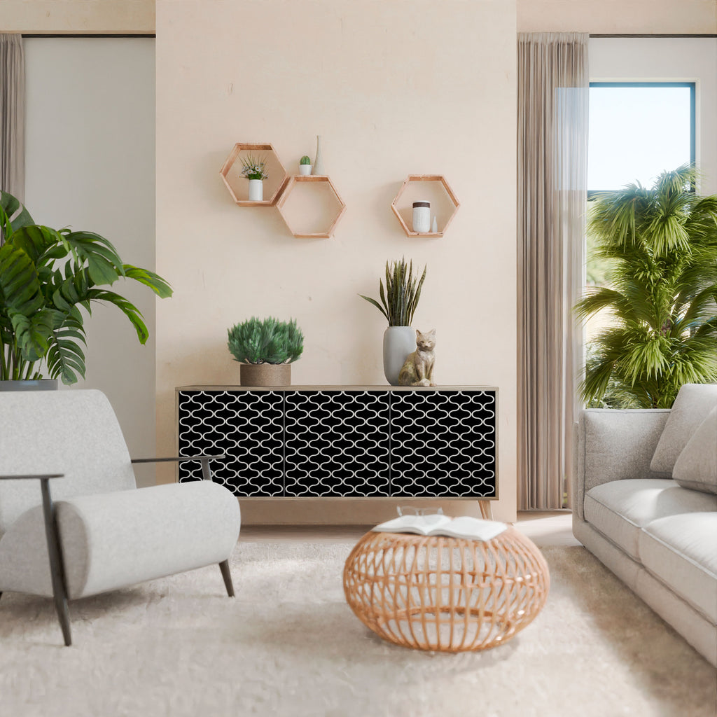 TESSELATED BLACKNESS 3-Door Sideboard in Oak Effect