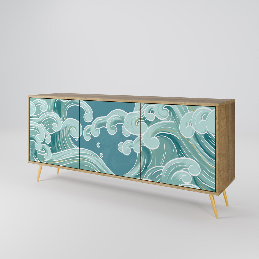 ASIAN SWAY 3-Door Sideboard in Oak Effect