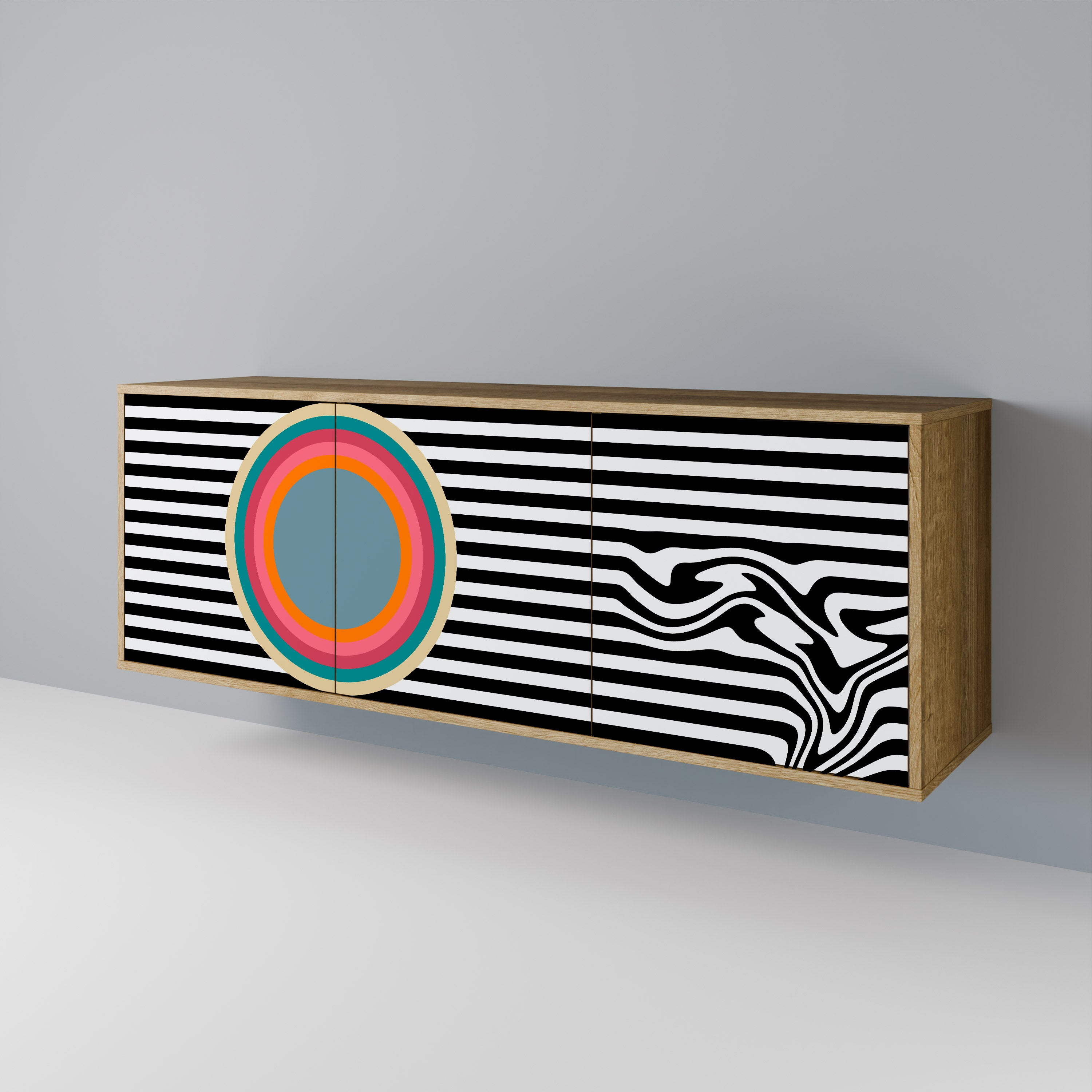 SPECTRA SHOWCASE 3-Door Sideboard in Oak Effect