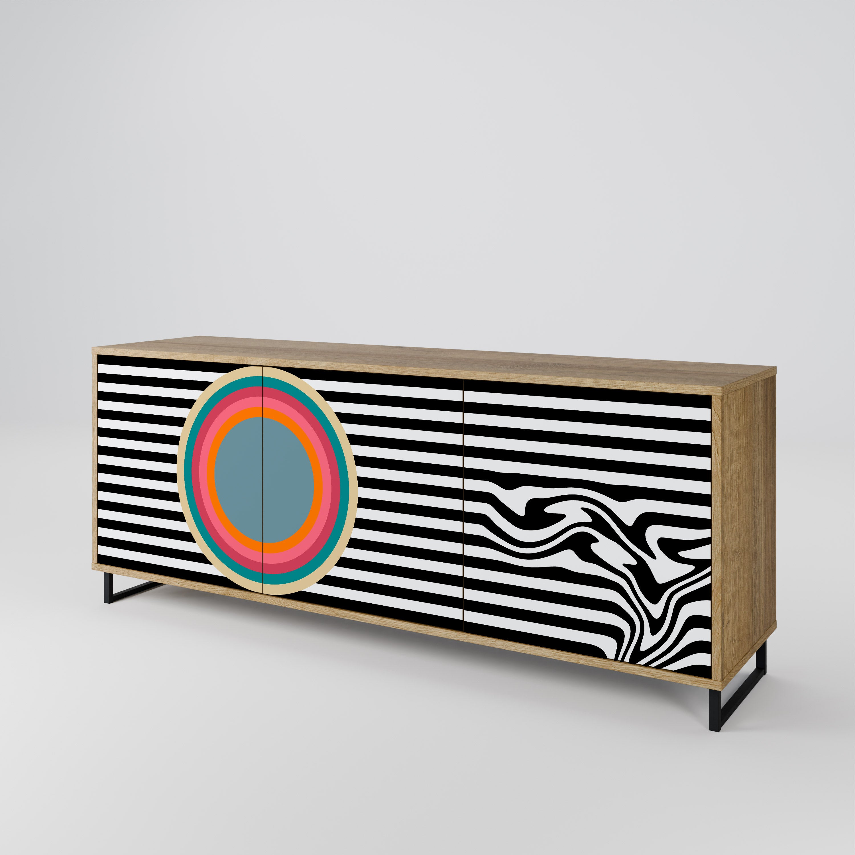 SPECTRA SHOWCASE 3-Door Sideboard in Oak Effect