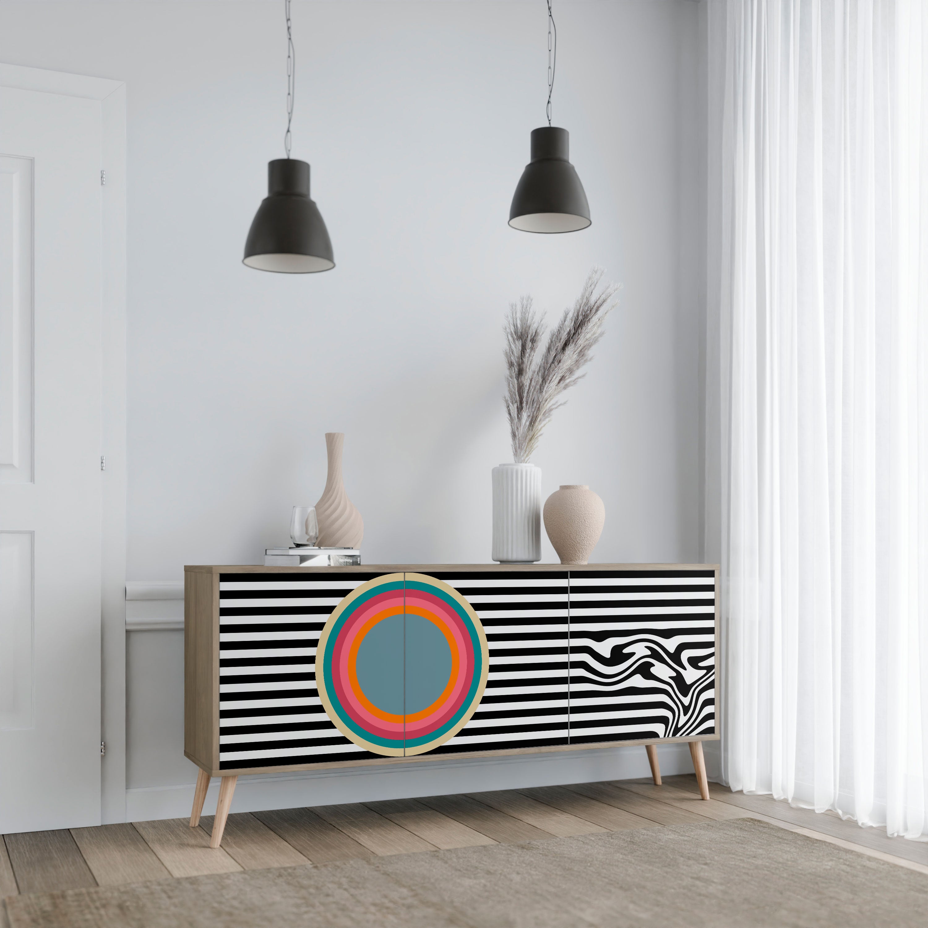 SPECTRA SHOWCASE 3-Door Sideboard in Oak Effect