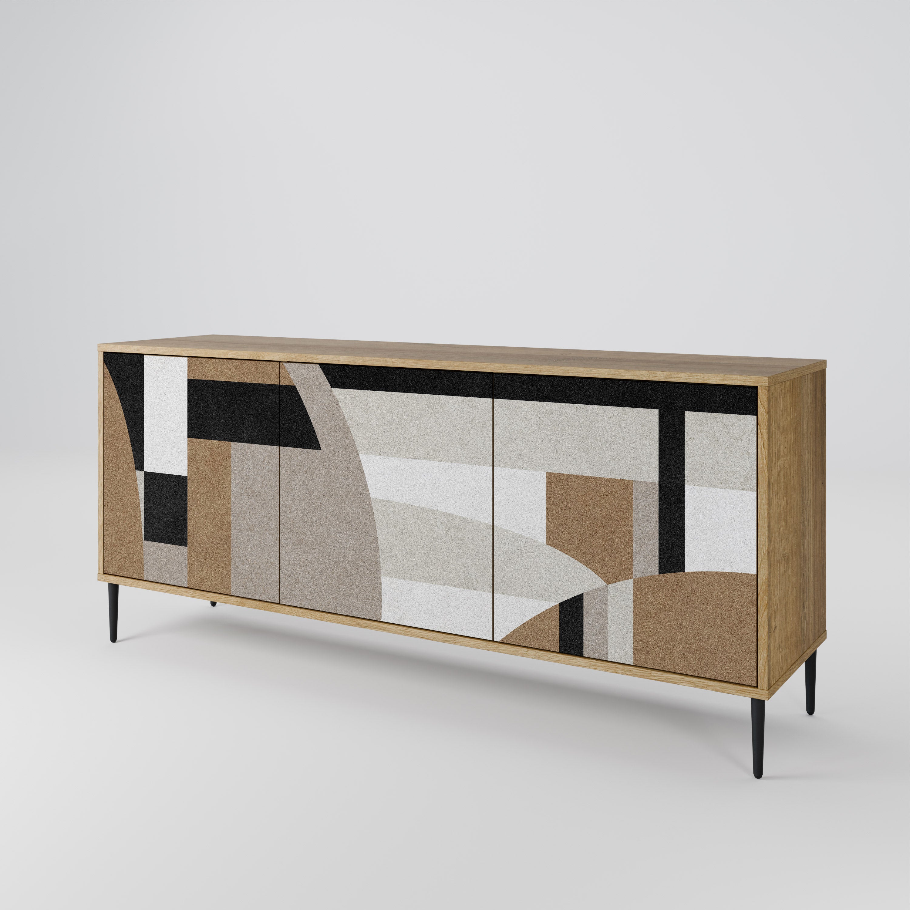 DELICATE MEMENTO 3-Door Sideboard in Oak Effect