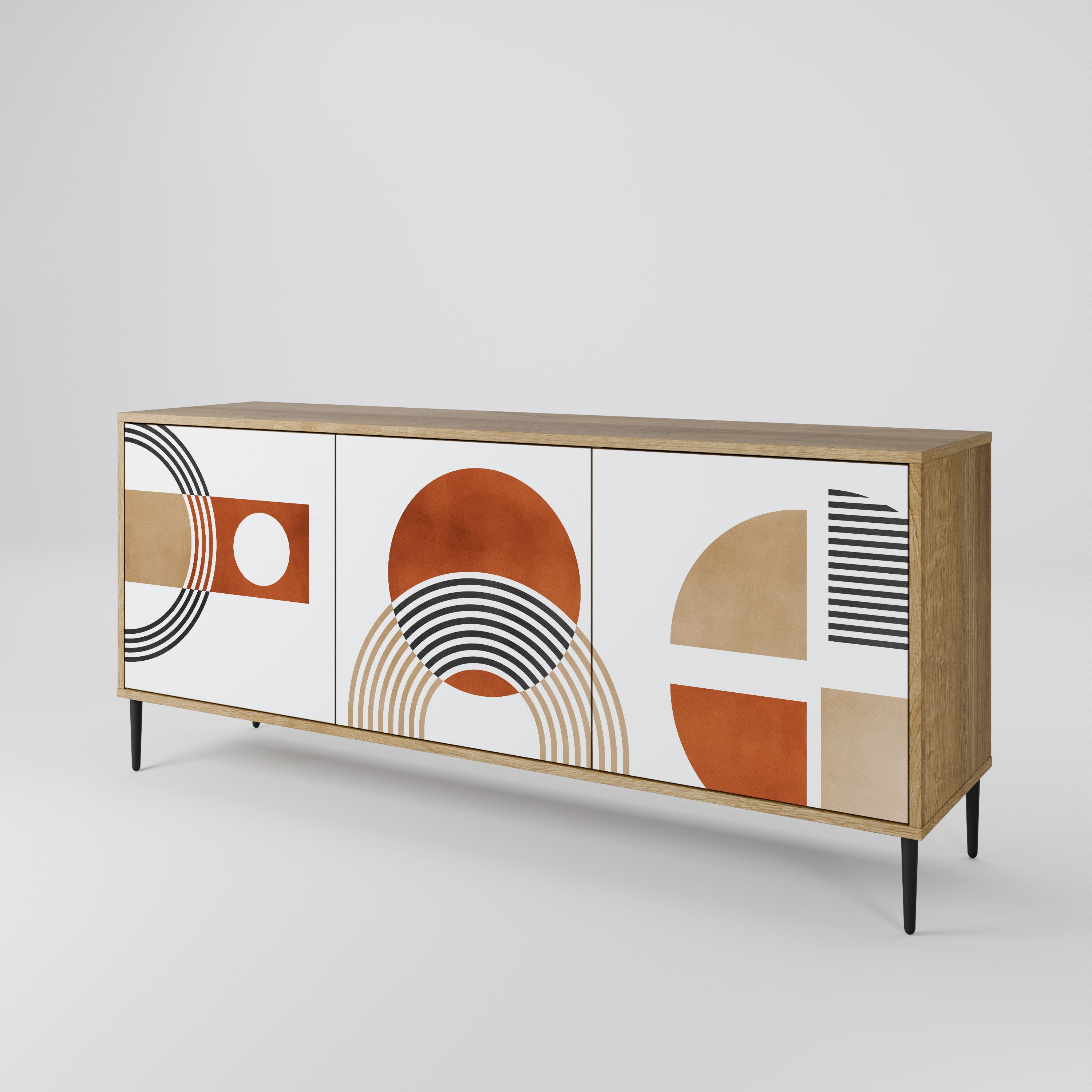 CIRCLE RHYTM 3-Door Sideboard in Oak Effect