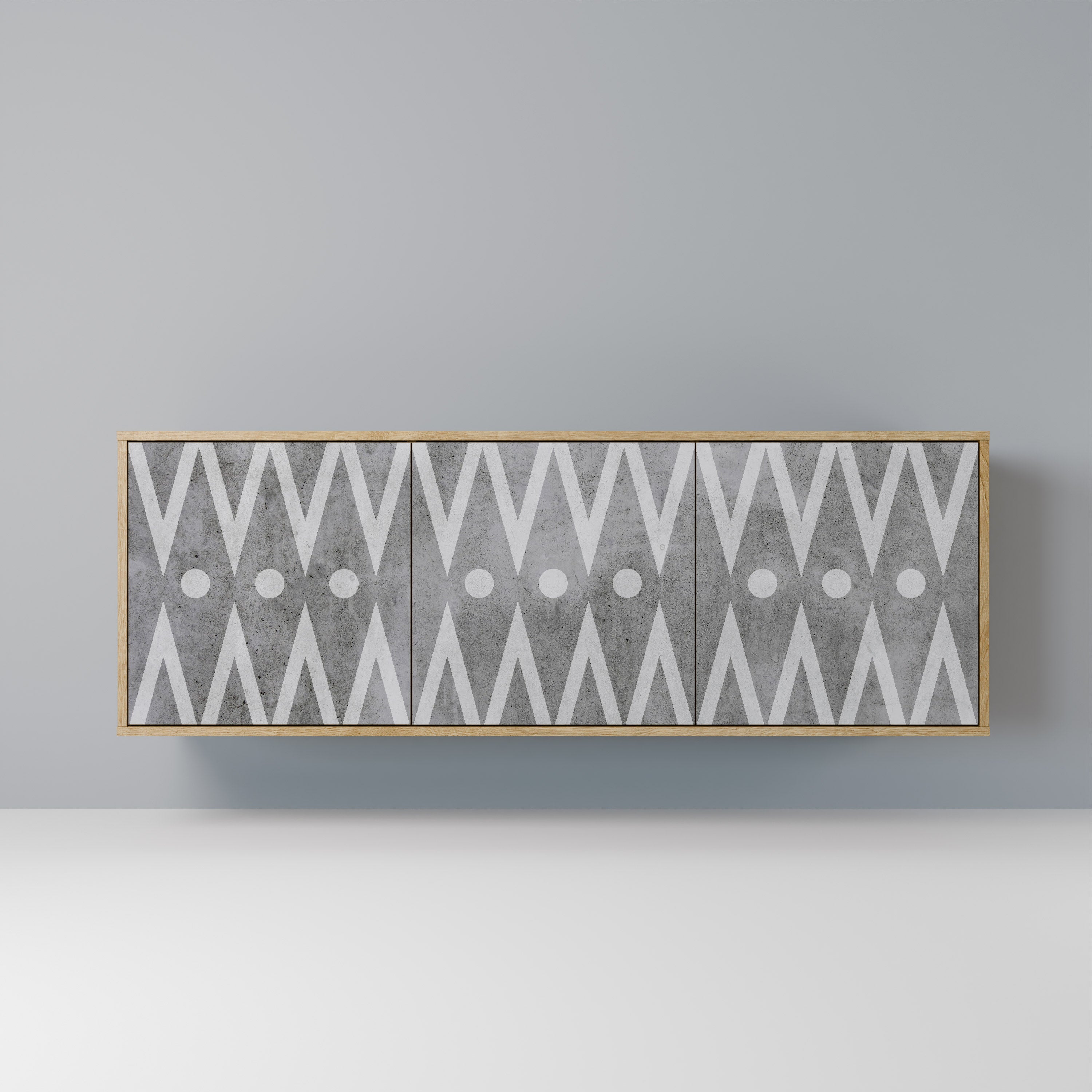 SHARP EDGES 3-Door Sideboard in Oak Effect