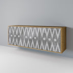 SHARP EDGES Aparador de 3 Puertas en Efecto Roble