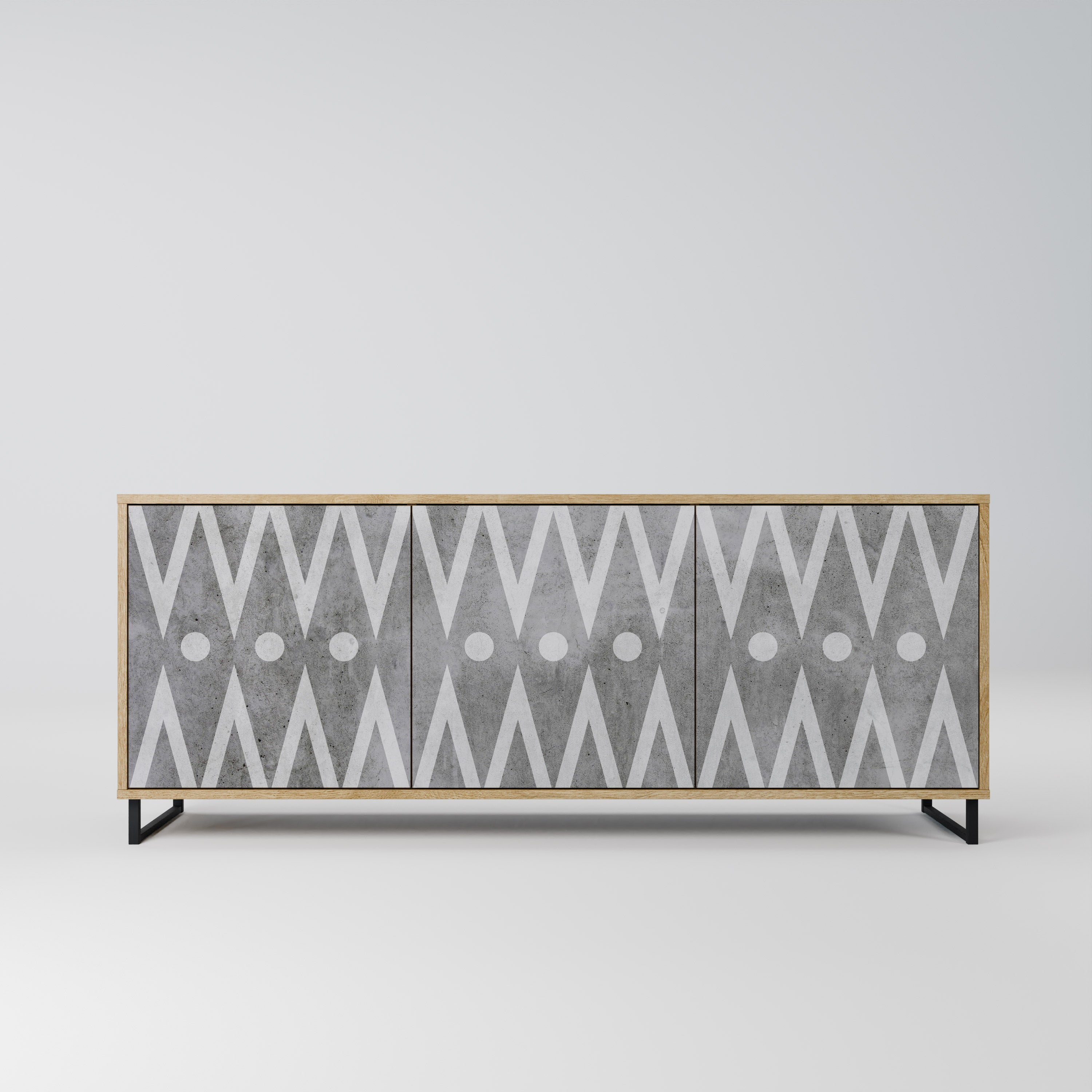 SHARP EDGES 3-Door Sideboard in Oak Effect