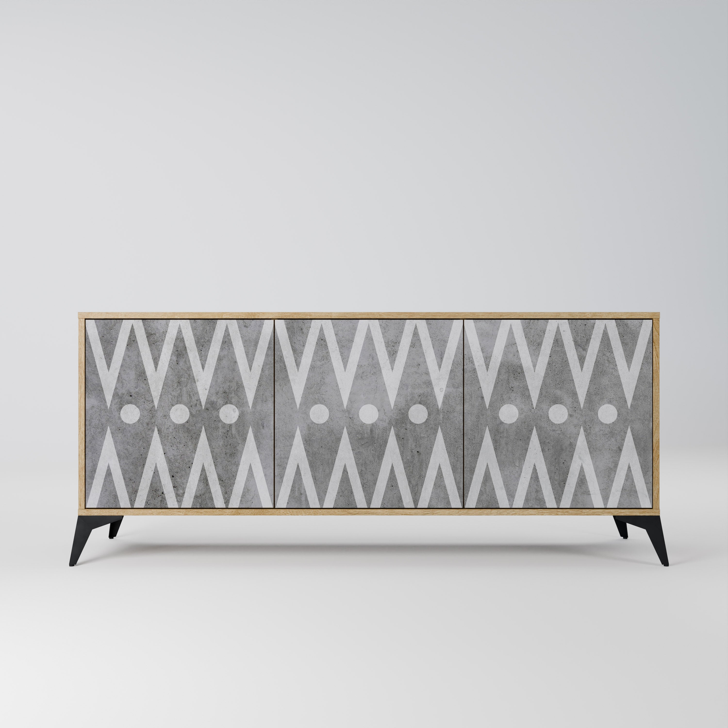 SHARP EDGES 3-Door Sideboard in Oak Effect