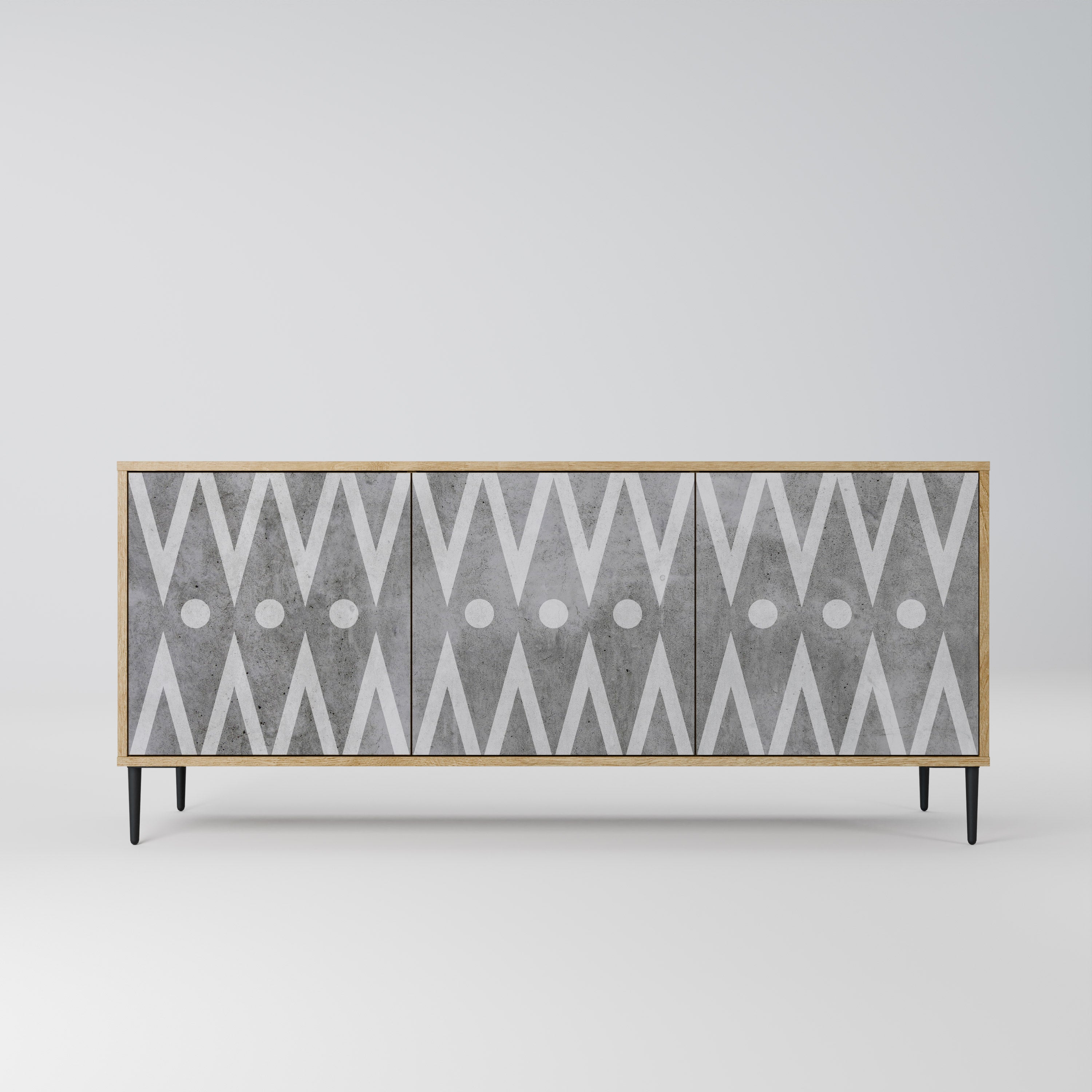 SHARP EDGES 3-Door Sideboard in Oak Effect