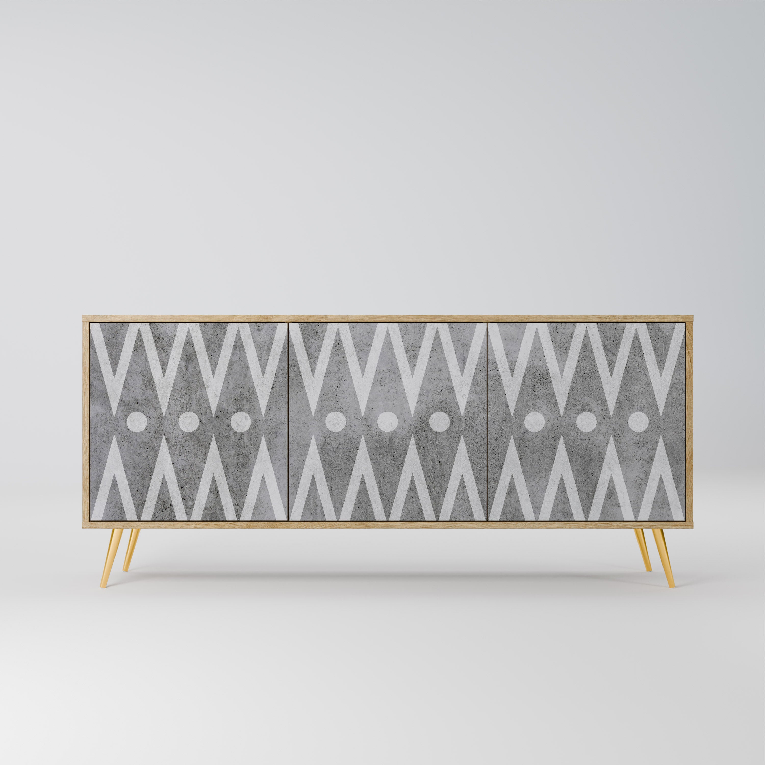 SHARP EDGES 3-Door Sideboard in Oak Effect