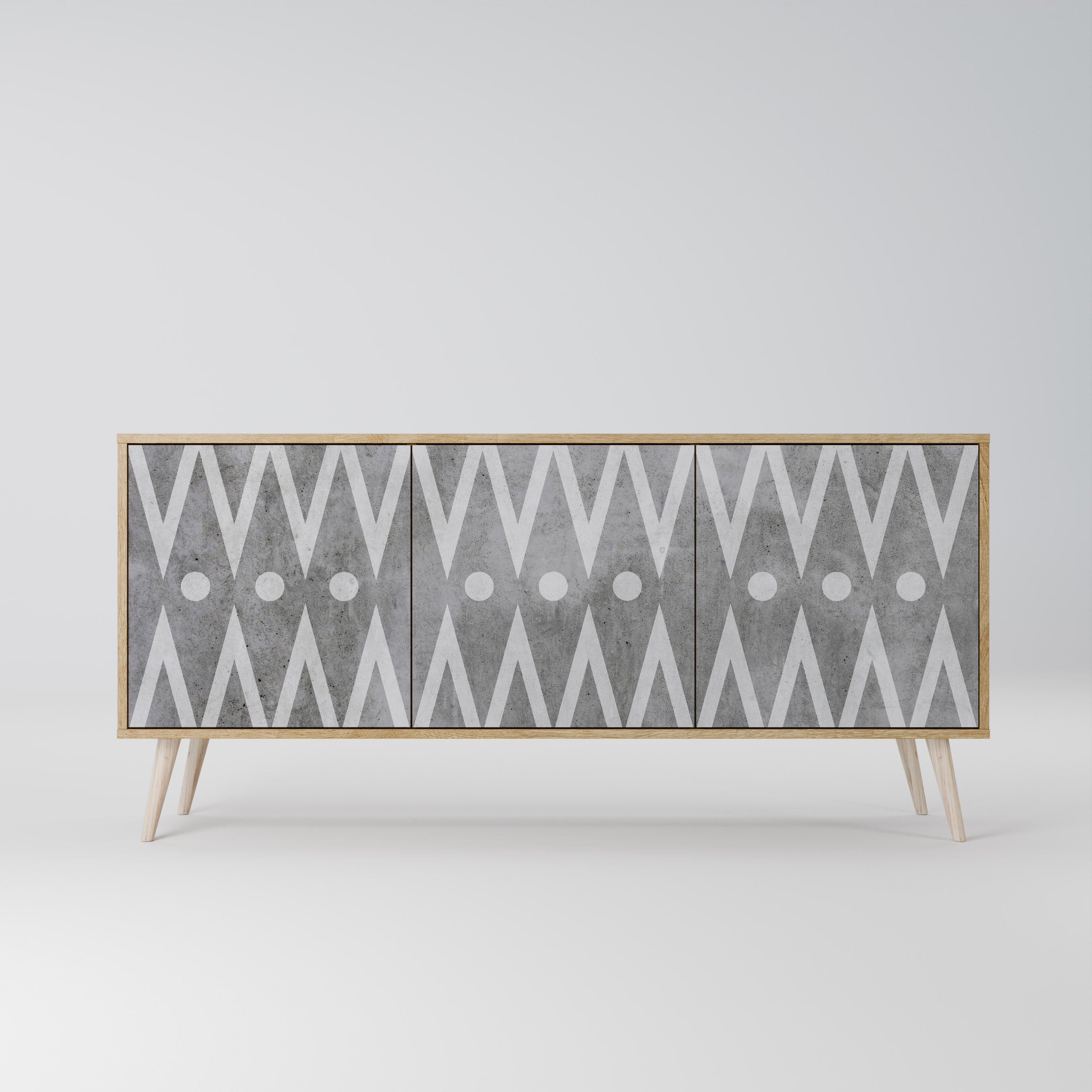 SHARP EDGES 3-Door Sideboard in Oak Effect