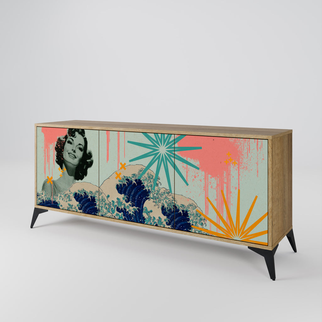 KANAGAWA BEAUTY 3-Door Sideboard in Oak Effect