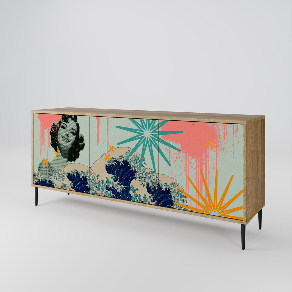 KANAGAWA BEAUTY 3-Door Sideboard in Oak Effect