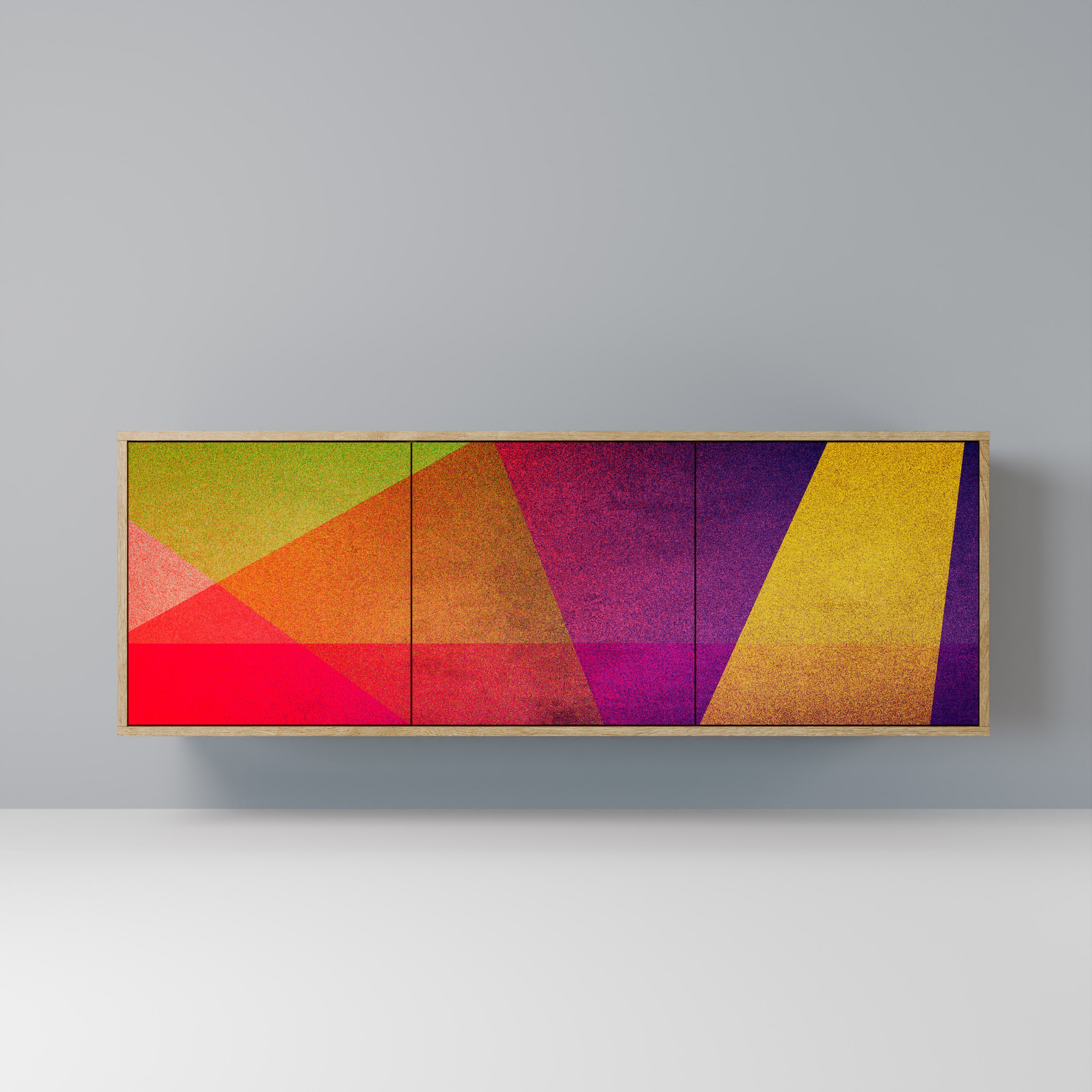 VIVID GEOMETRY 3-Door Sideboard in Oak Effect
