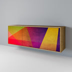 VIVID GEOMETRY Aparador de 3 Puertas en Efecto Roble