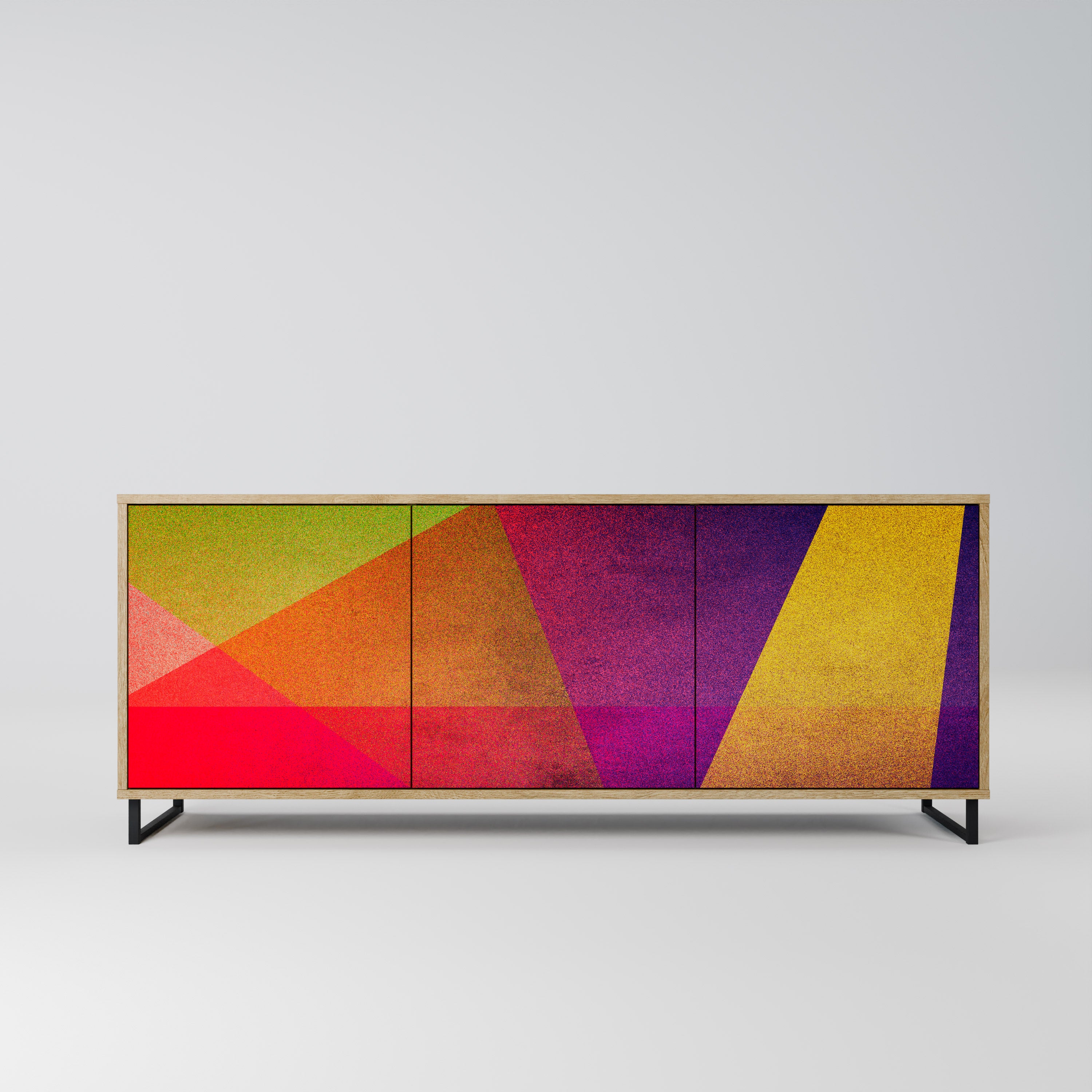 VIVID GEOMETRY 3-Door Sideboard in Oak Effect