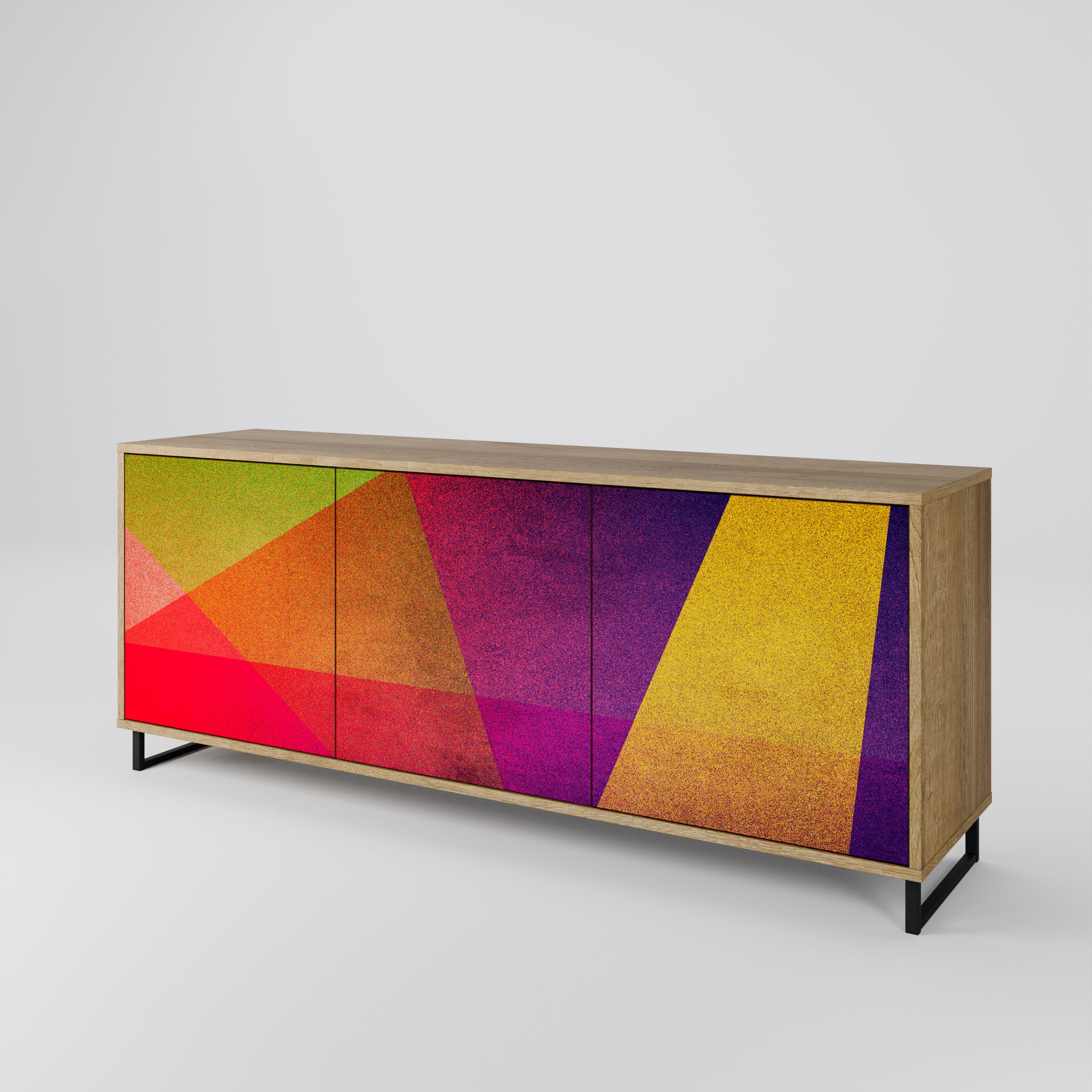 VIVID GEOMETRY 3-Door Sideboard in Oak Effect