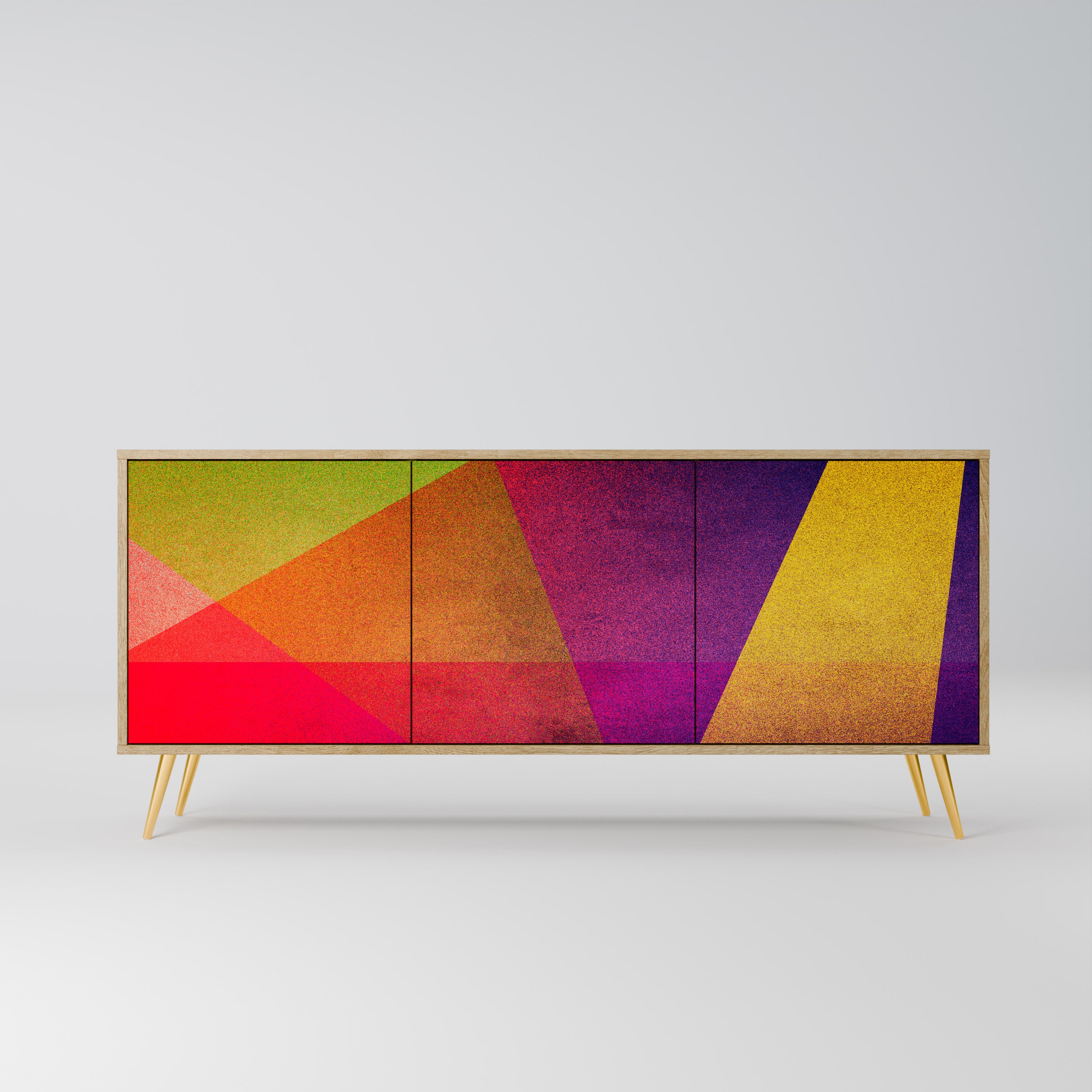 VIVID GEOMETRY 3-Door Sideboard in Oak Effect