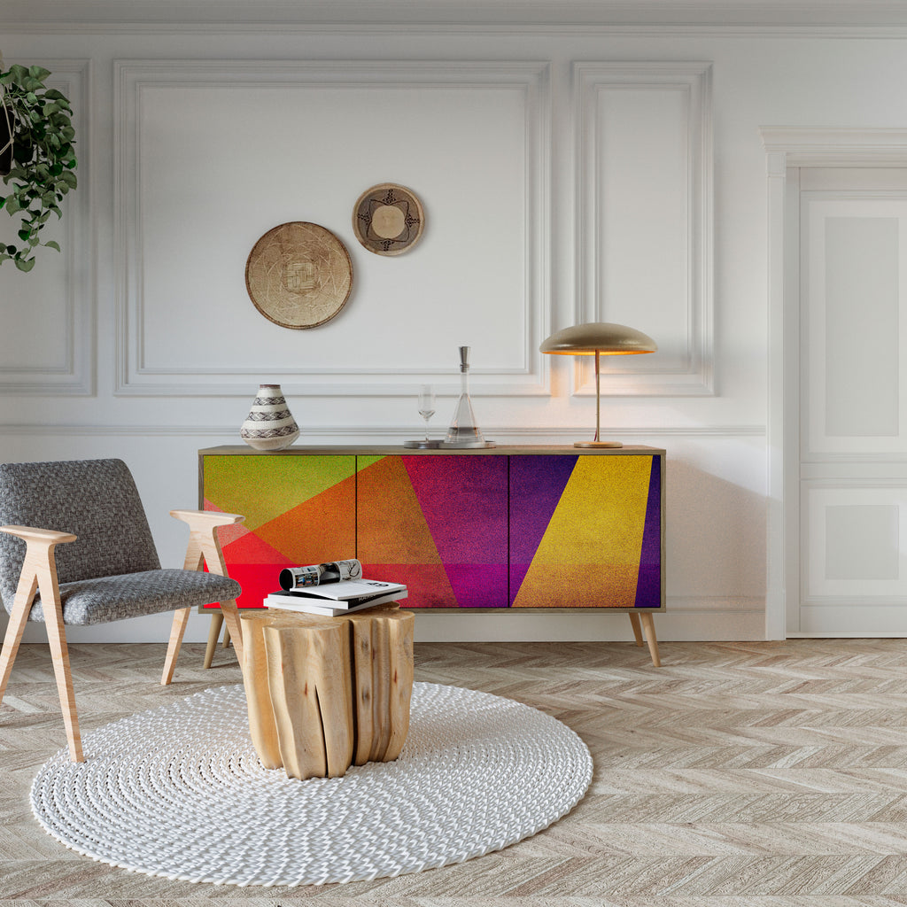 VIVID GEOMETRY 3-Door Sideboard in Oak Effect