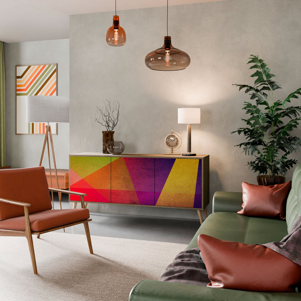 VIVID GEOMETRY 3-Door Sideboard in Oak Effect