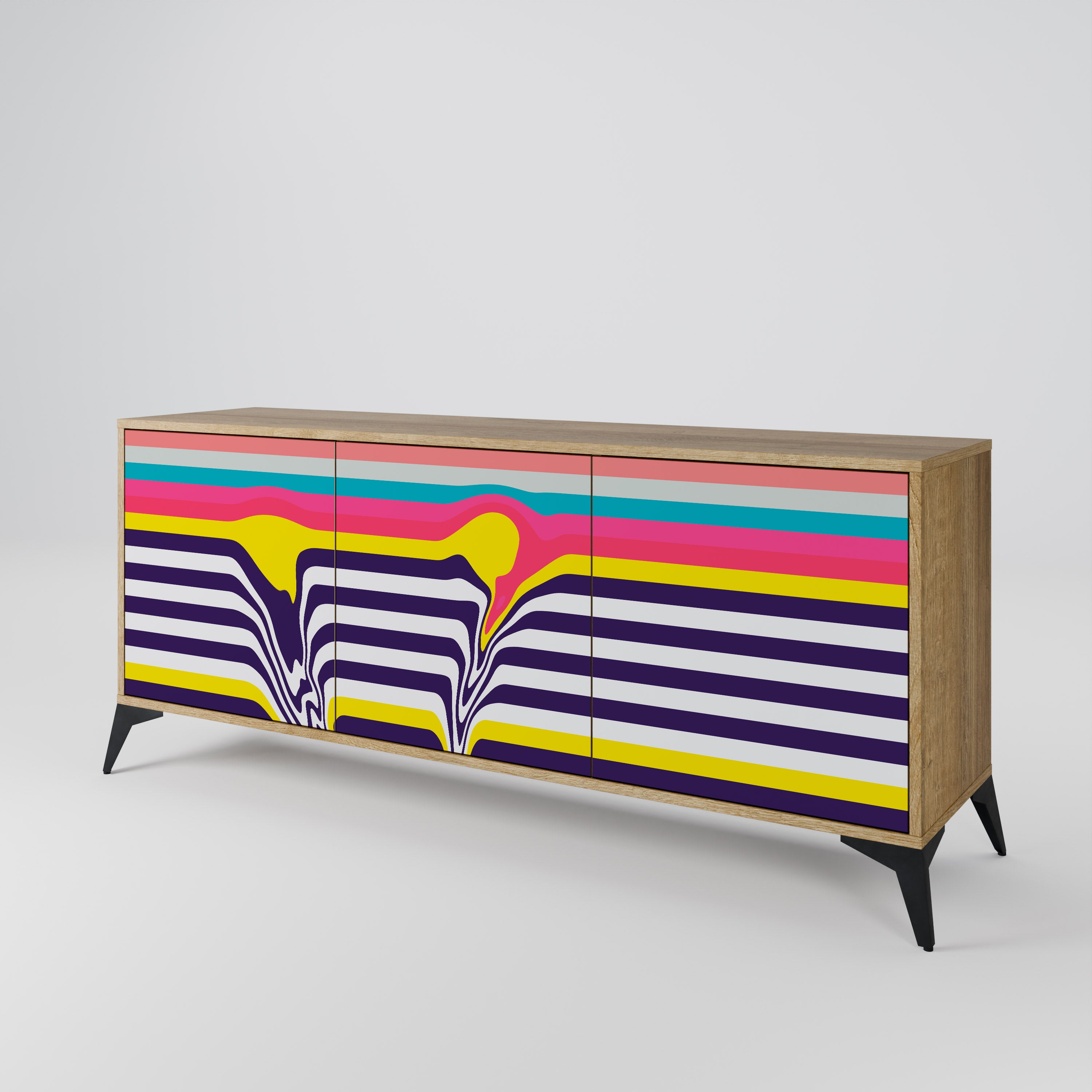 TONE COLLAPSE 3-Door Sideboard in Oak Effect