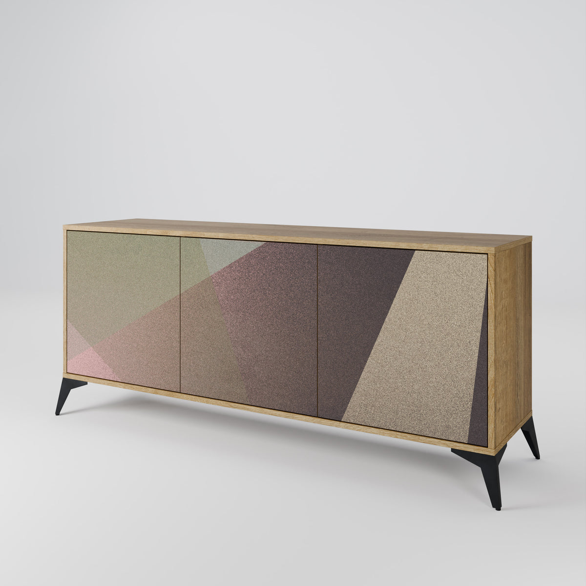 BEIGE GEOMETRY Aparador de 3 Puertas