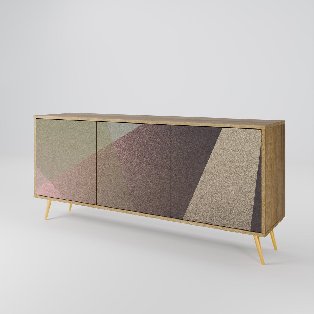 BEIGE GEOMETRY Aparador de 3 Puertas