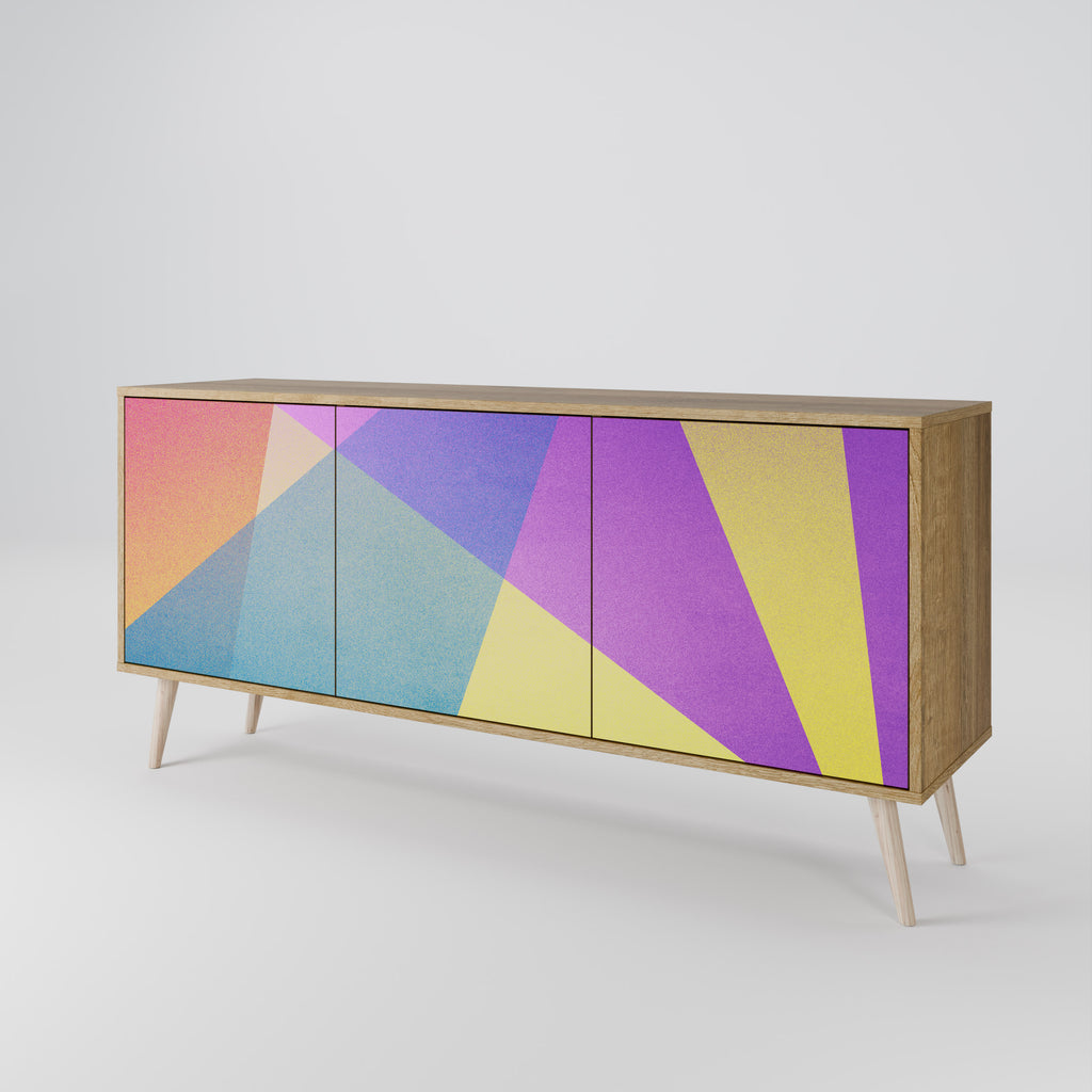 BRIGHT GEOMETRY 3-Door Sideboard in Oak Effect