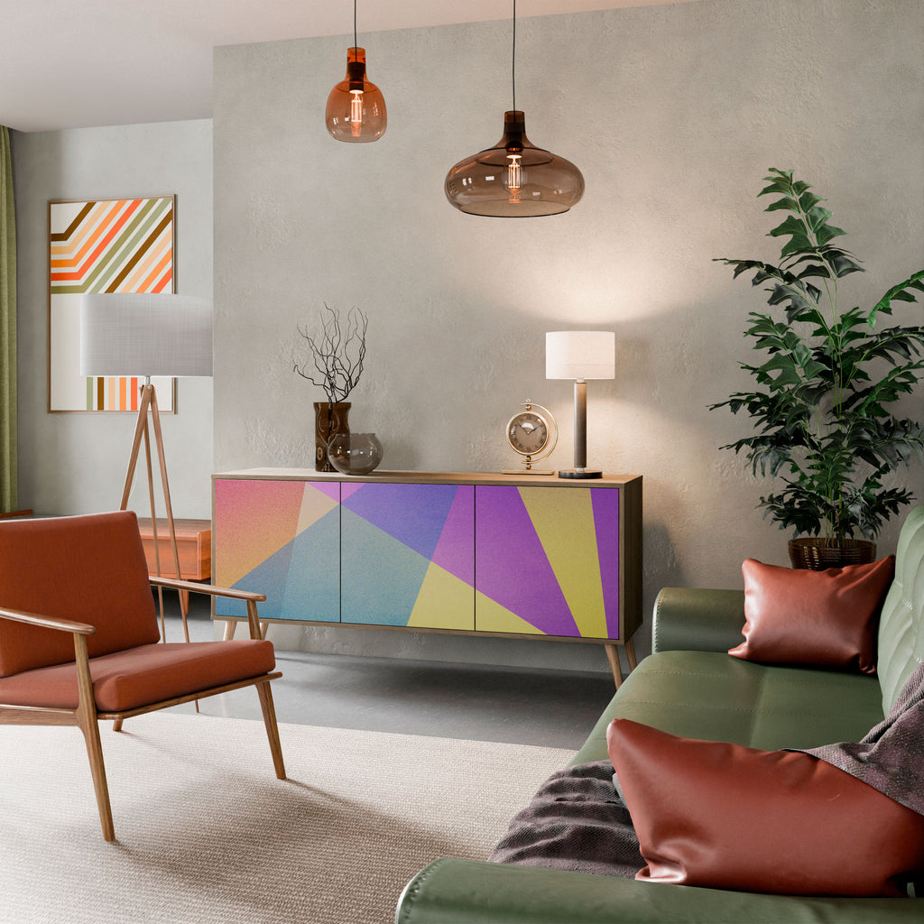 BRIGHT GEOMETRY 3-Door Sideboard in Oak Effect