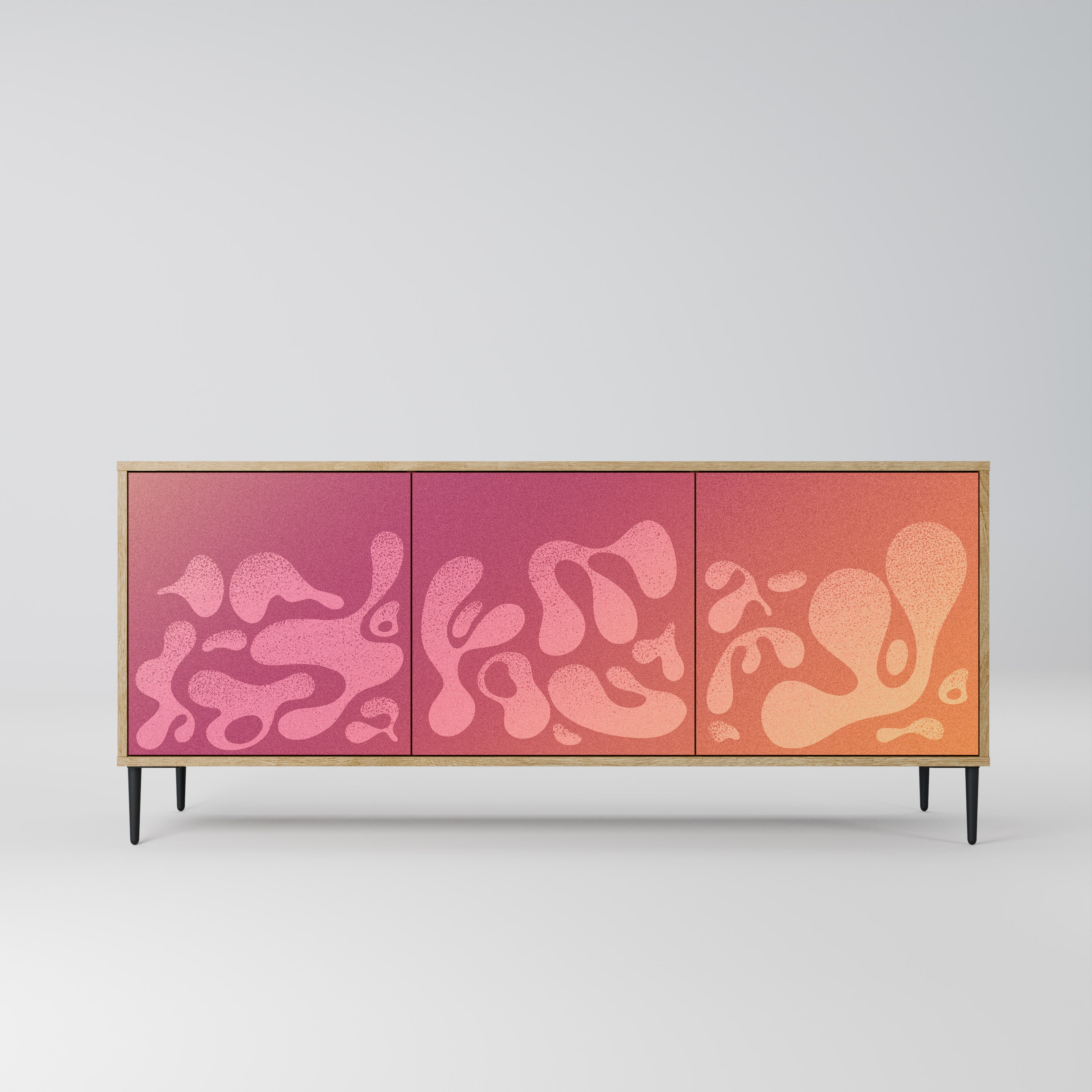 IRREGULAR PINK 3-Door Sideboard in Oak Effect