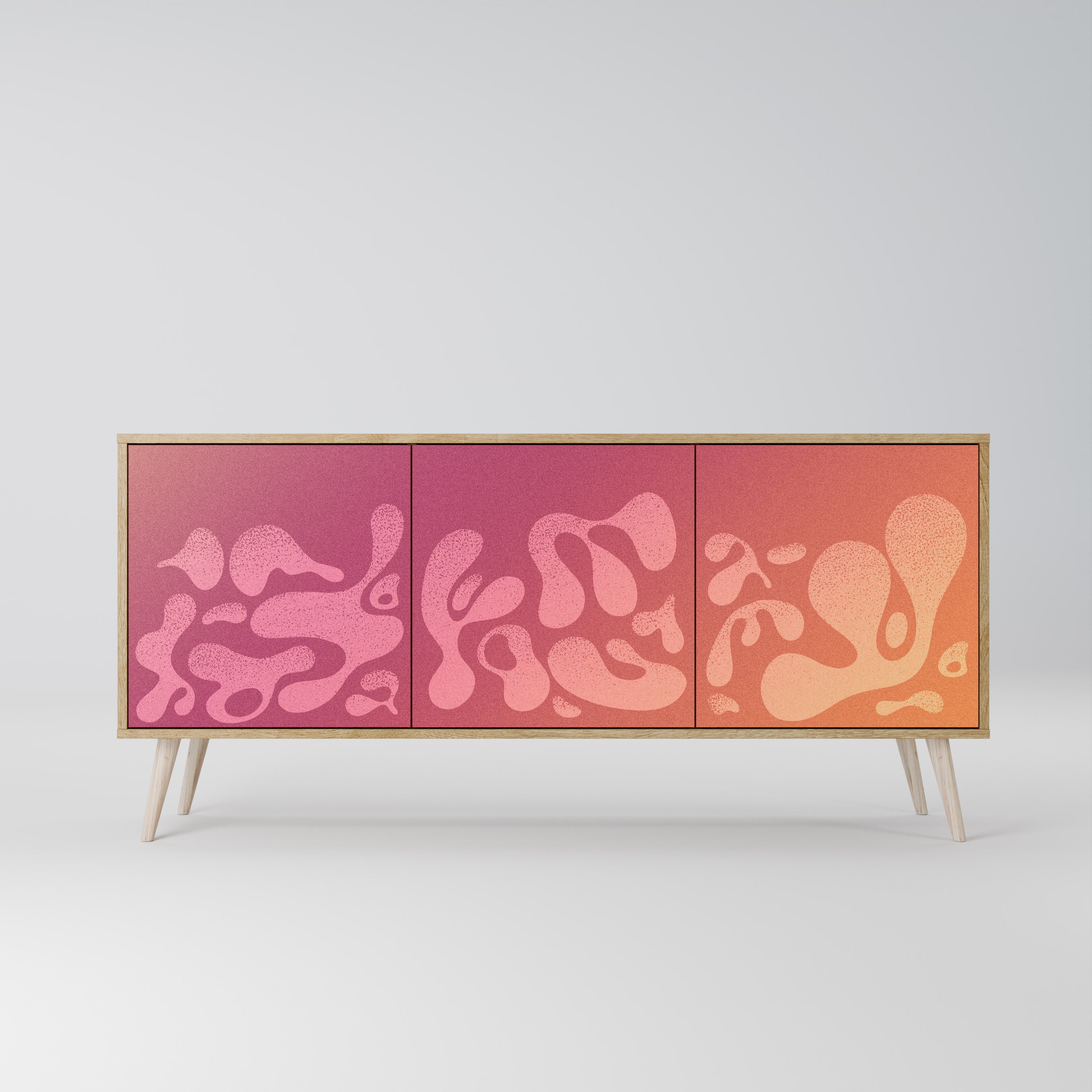 IRREGULAR PINK 3-Door Sideboard in Oak Effect