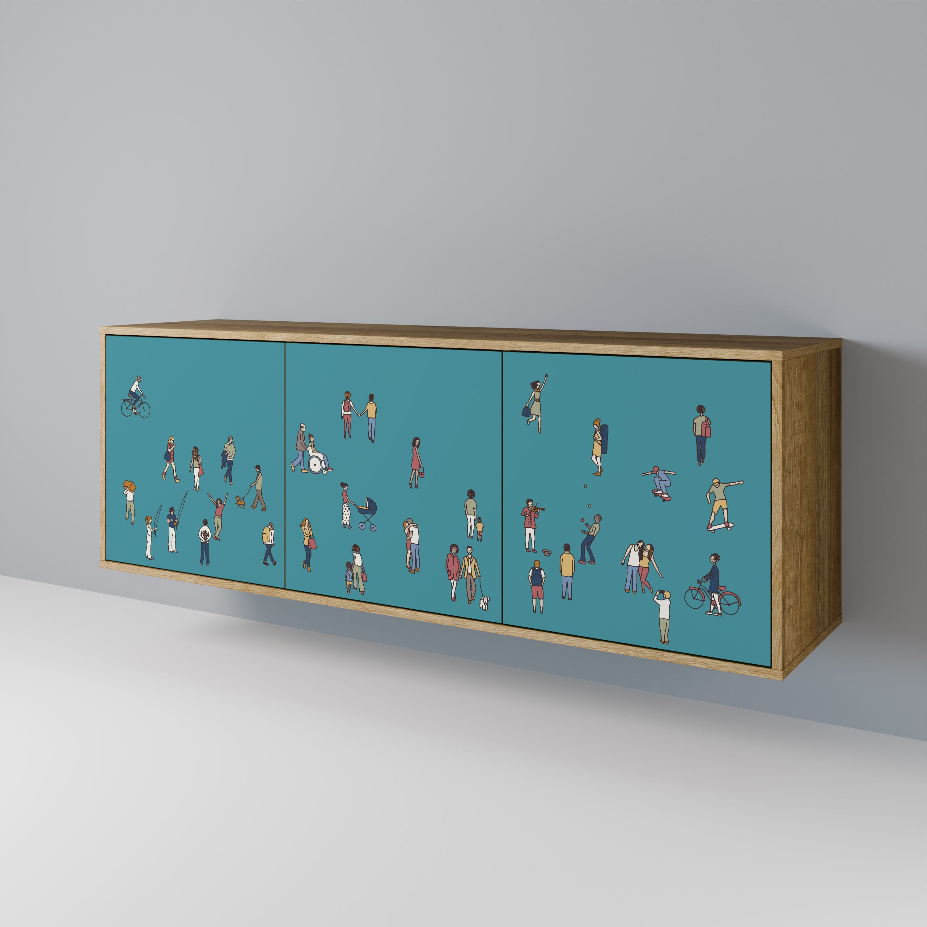 COLLECTIVE STREAM 3-Door Sideboard in Oak Effect