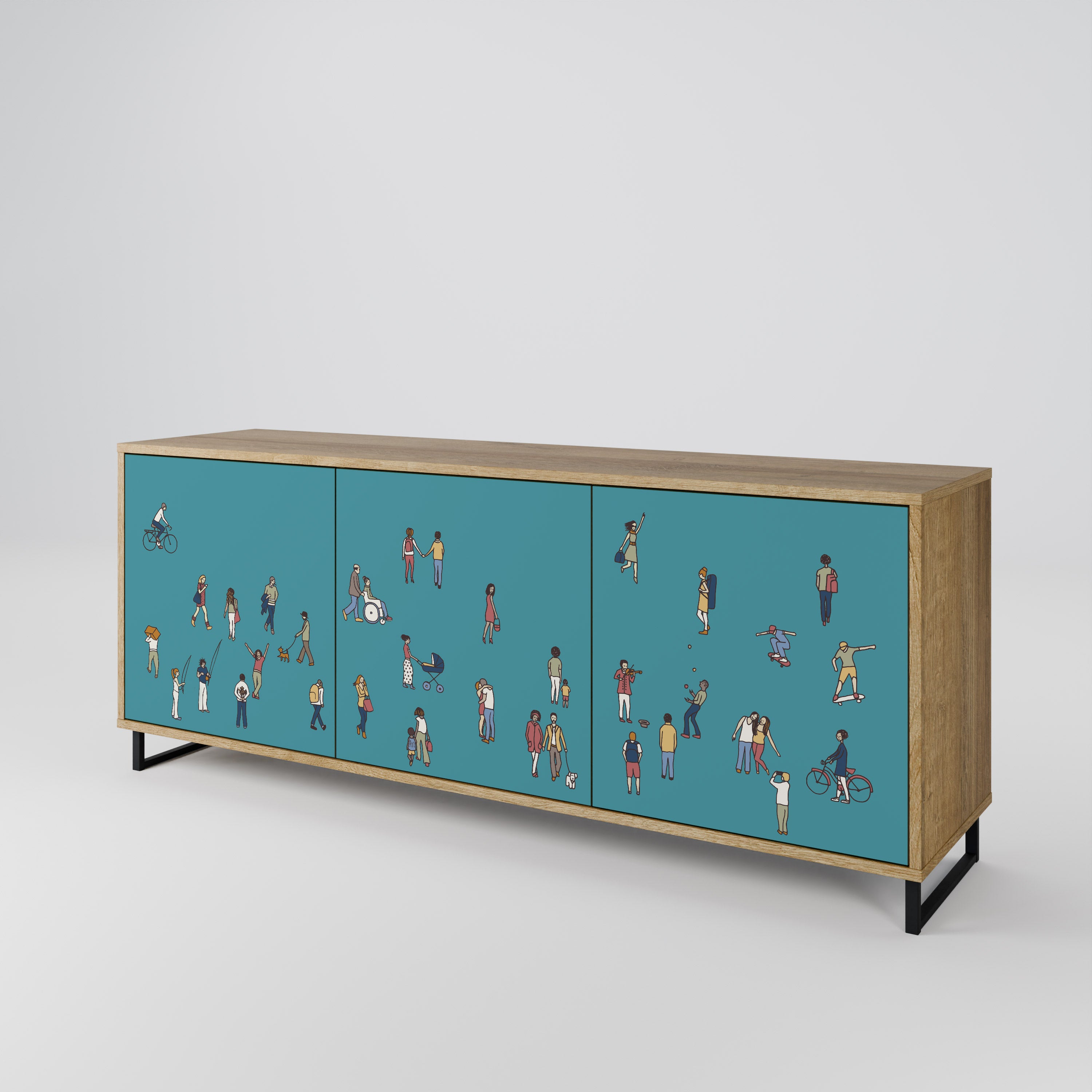 COLLECTIVE STREAM 3-Door Sideboard in Oak Effect