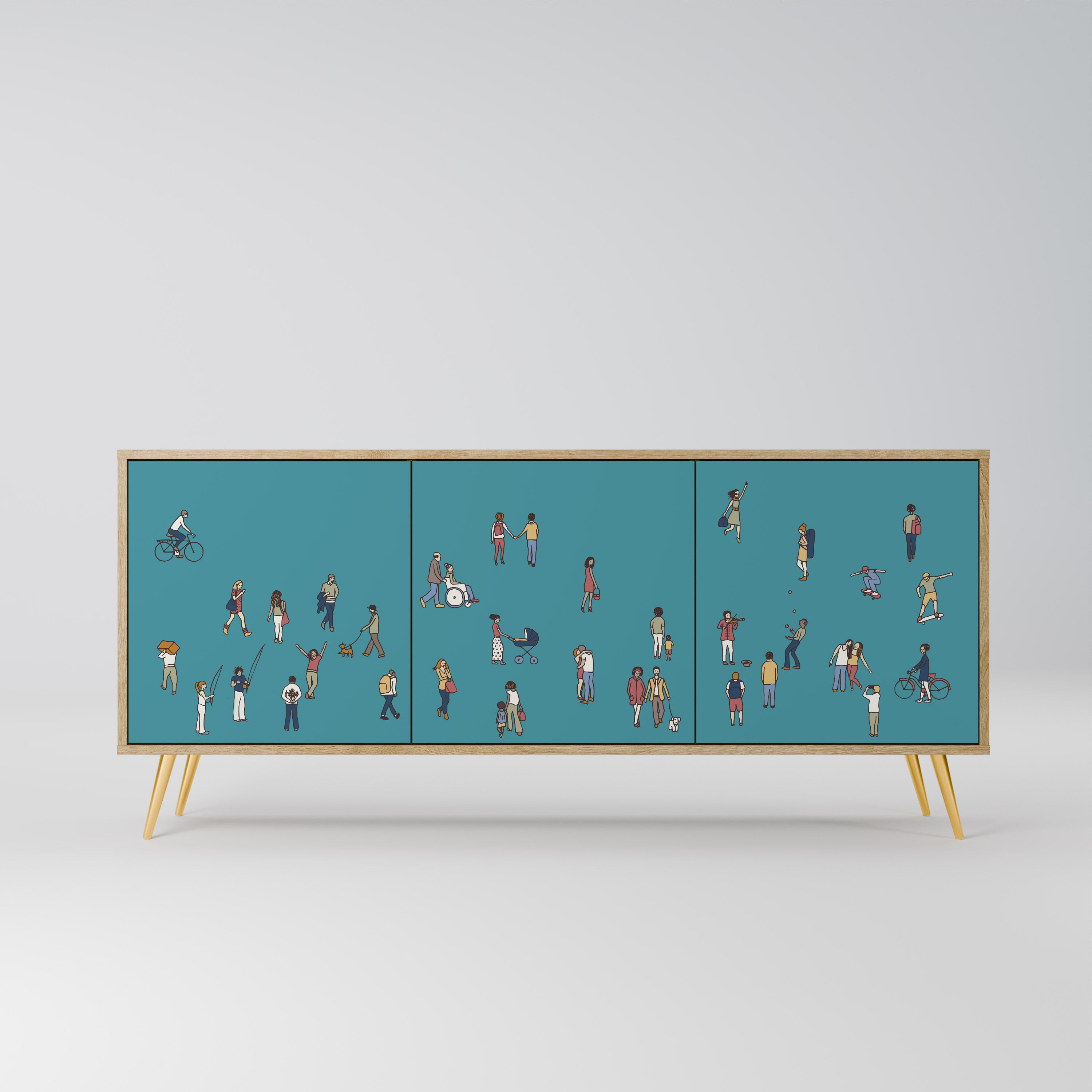 COLLECTIVE STREAM 3-Door Sideboard in Oak Effect