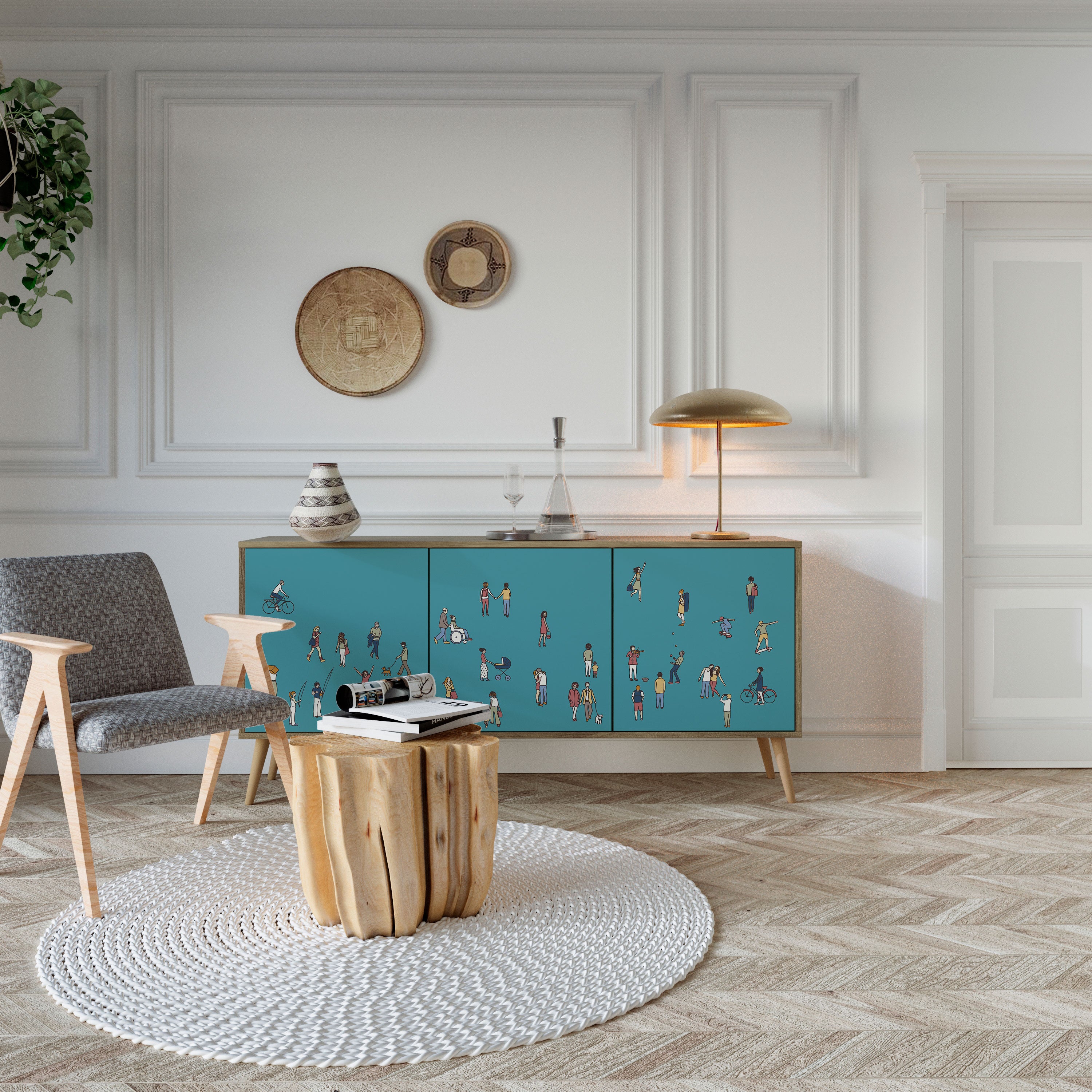 COLLECTIVE STREAM 3-Door Sideboard in Oak Effect