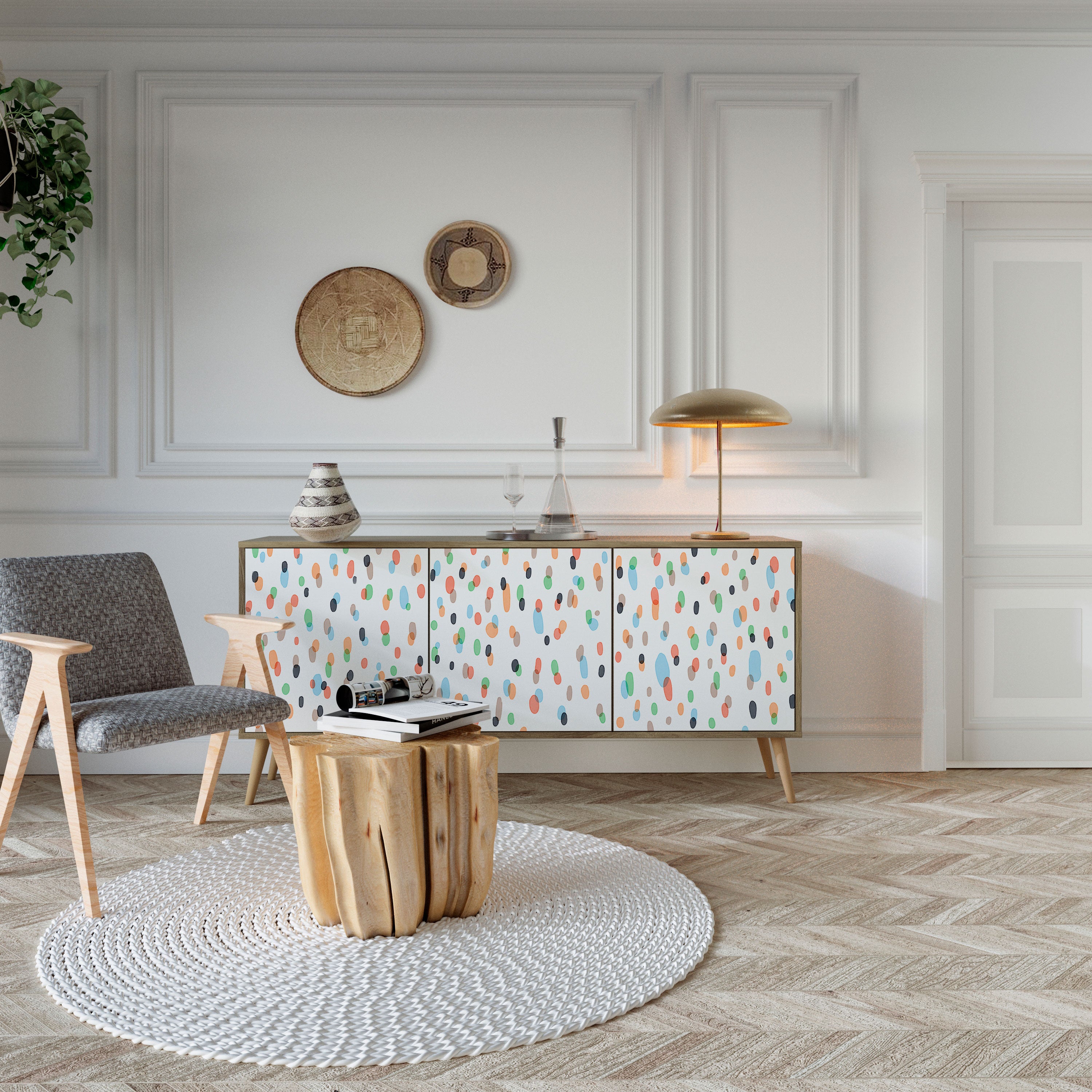 ENERGETIC SPOTS 3-Door Sideboard in Oak Effect
