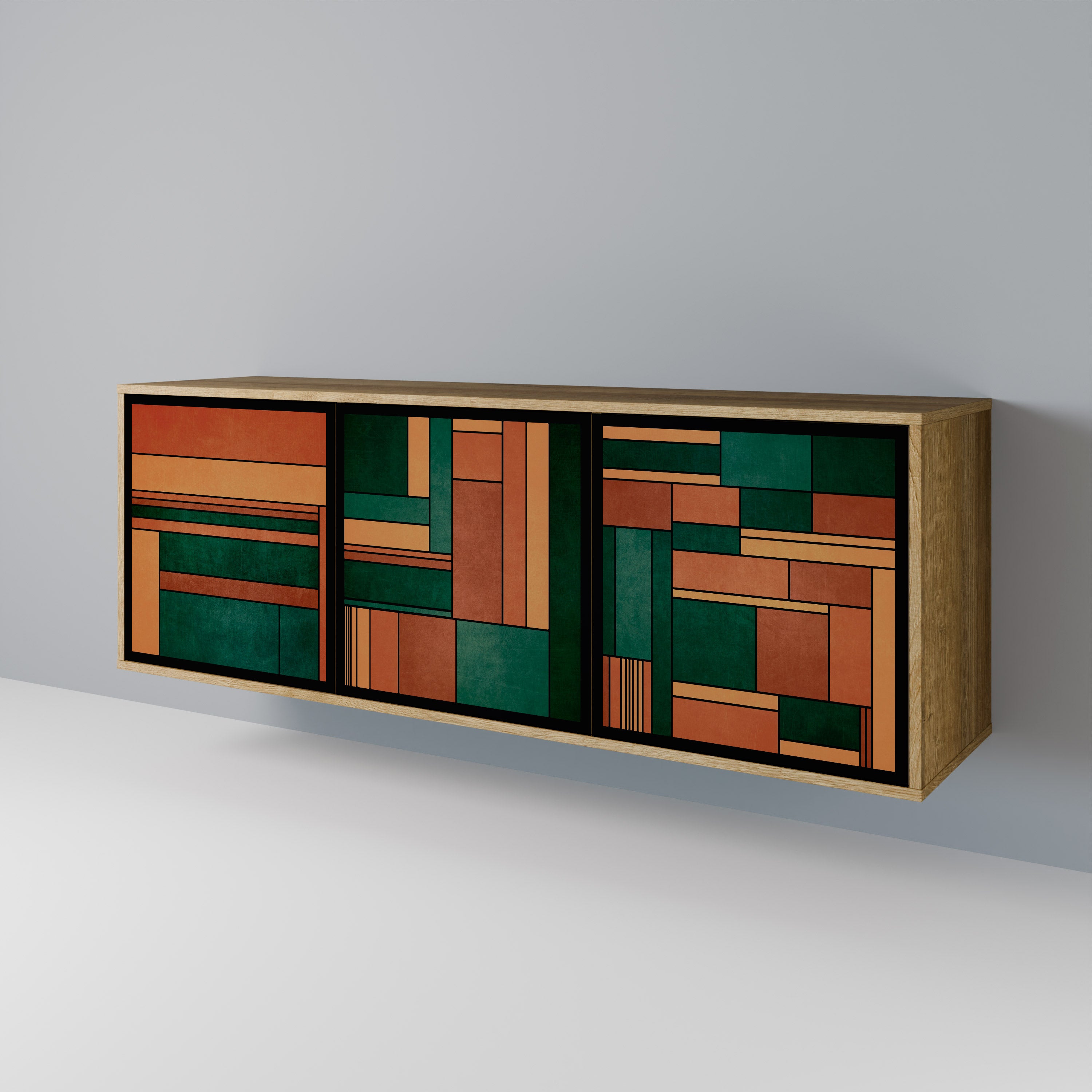 EARTHY FIGURES 3-Door Sideboard in Oak Effect