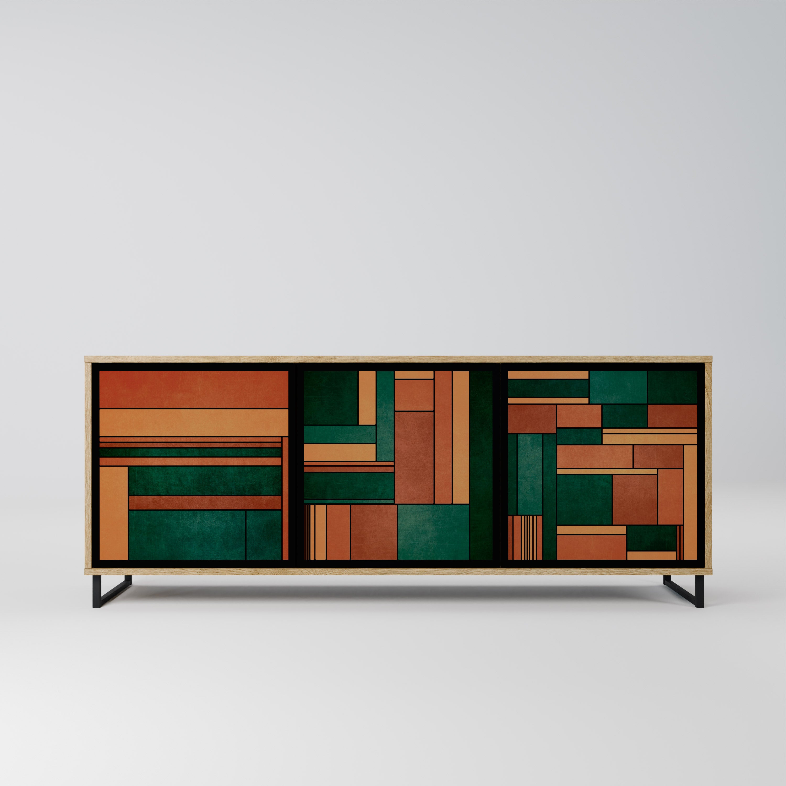 EARTHY FIGURES 3-Door Sideboard in Oak Effect