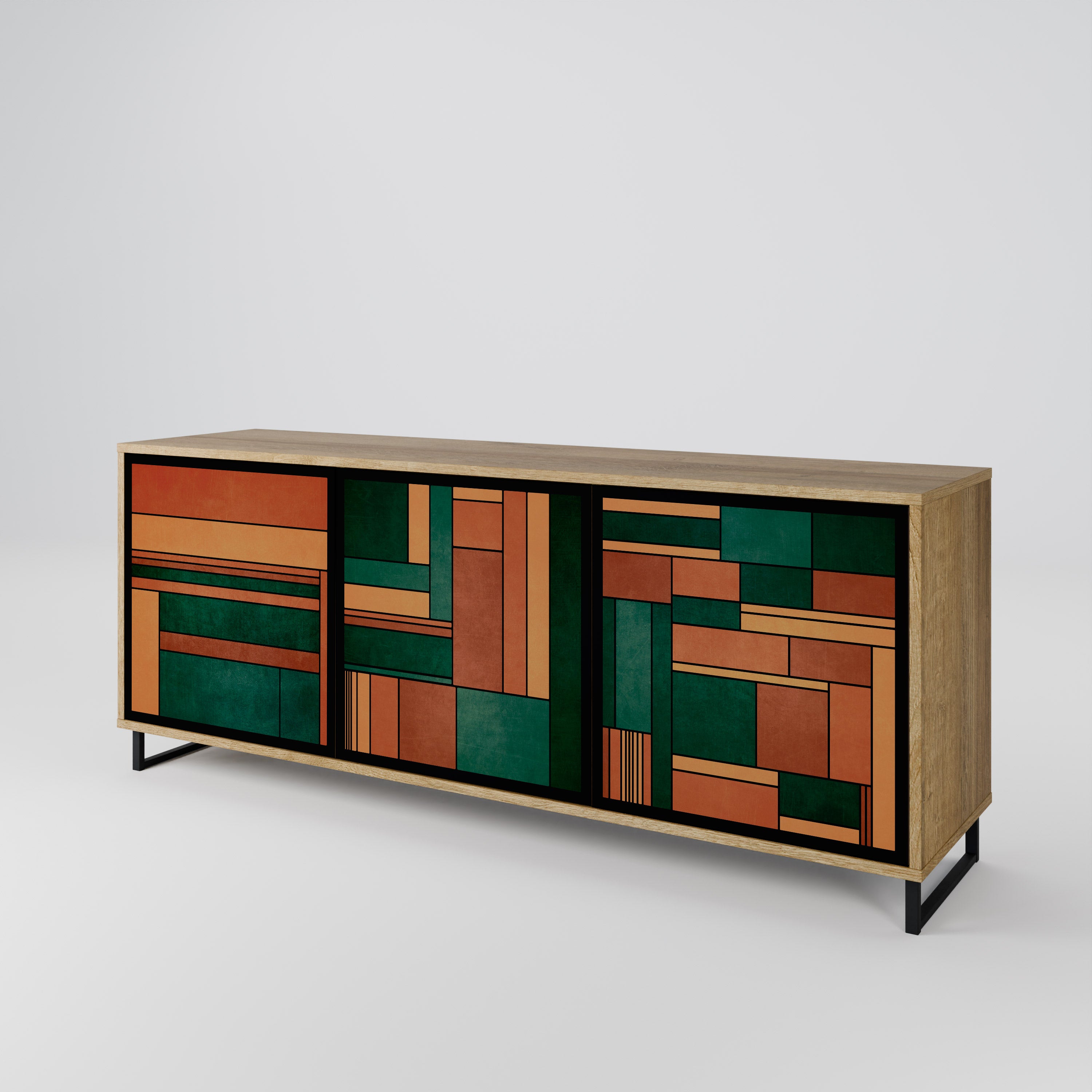 EARTHY FIGURES 3-Door Sideboard in Oak Effect