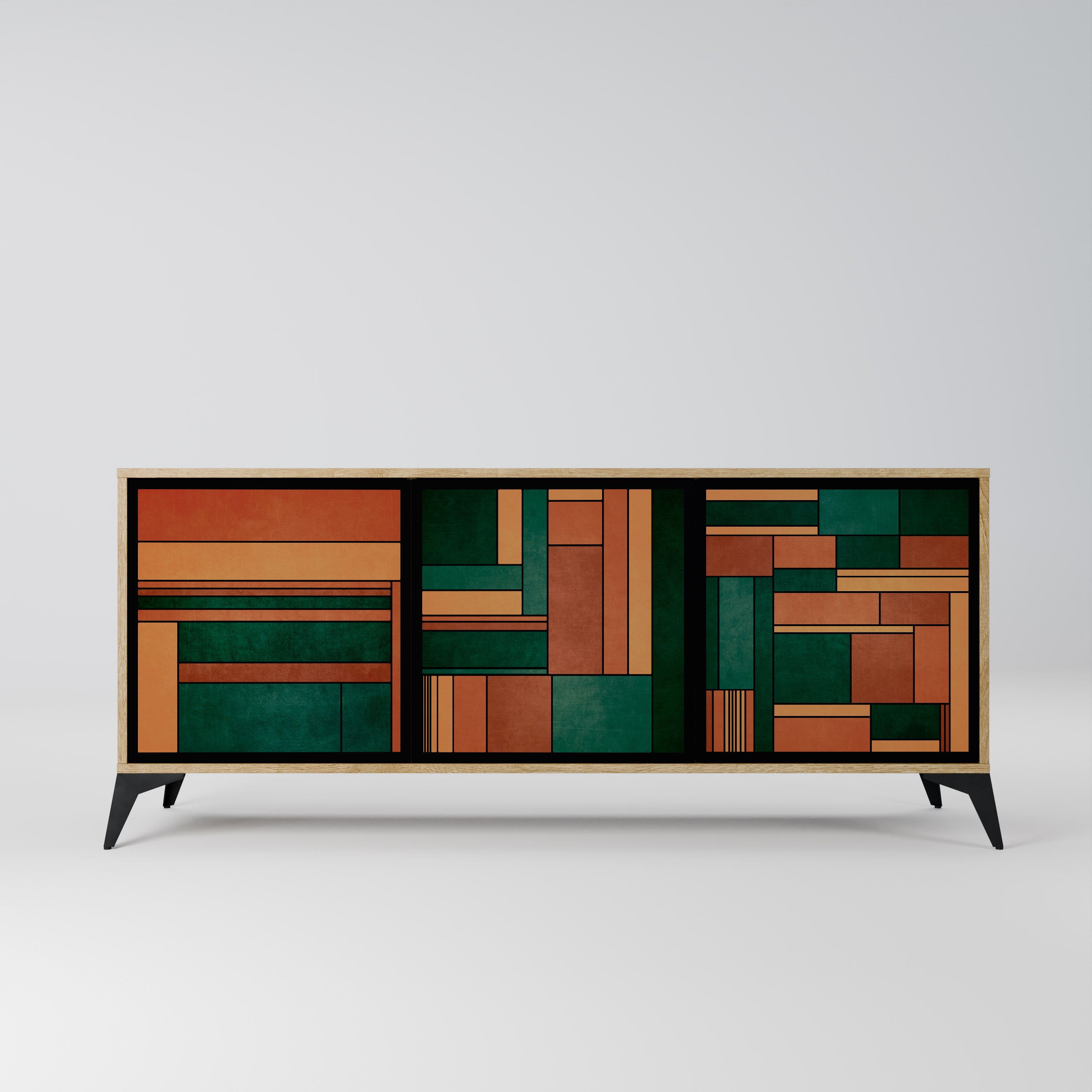 EARTHY FIGURES 3-Door Sideboard in Oak Effect